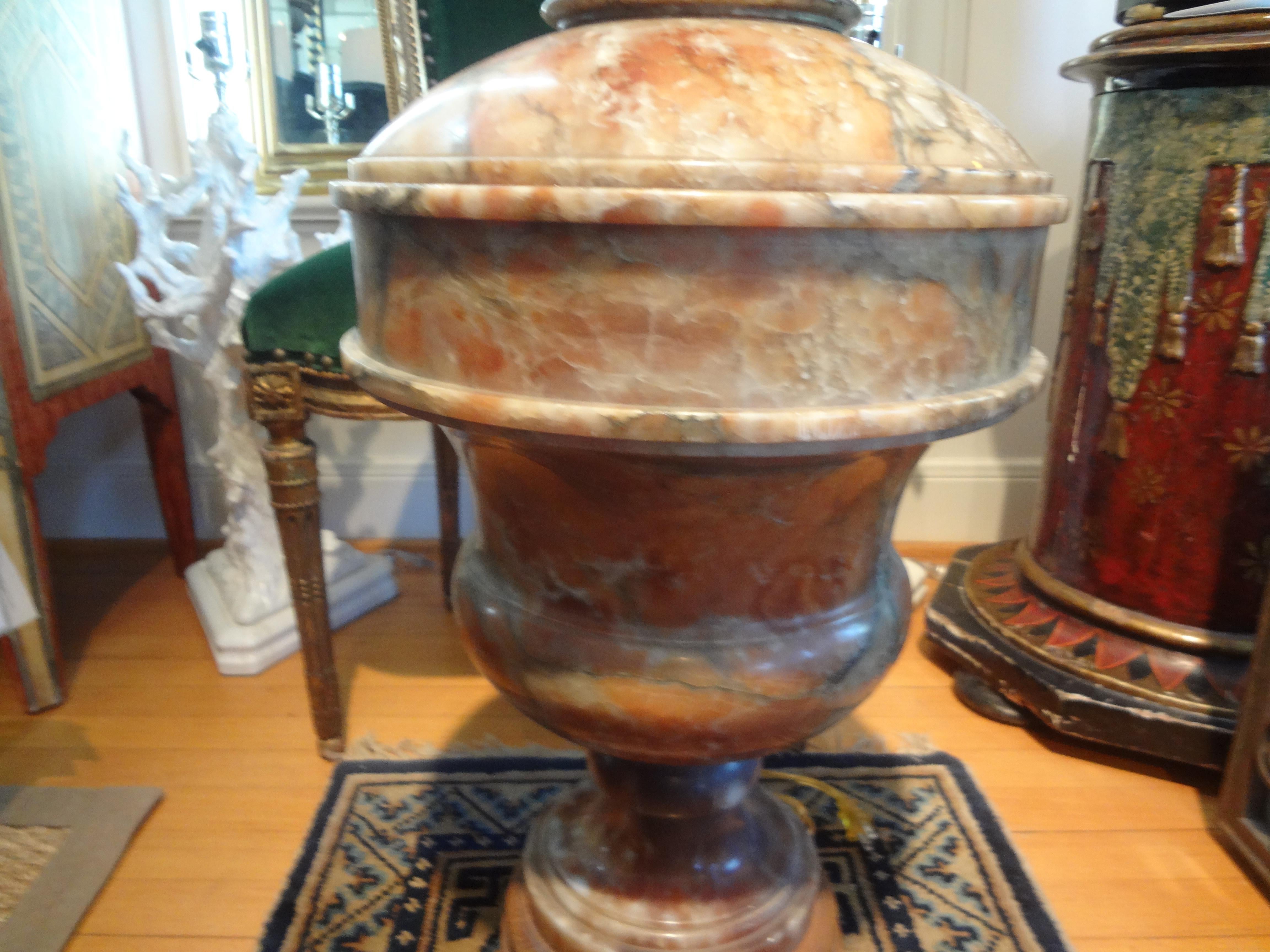 Monumental Italian Neoclassical Style Urn Shaped Marble Lamp For Sale 3