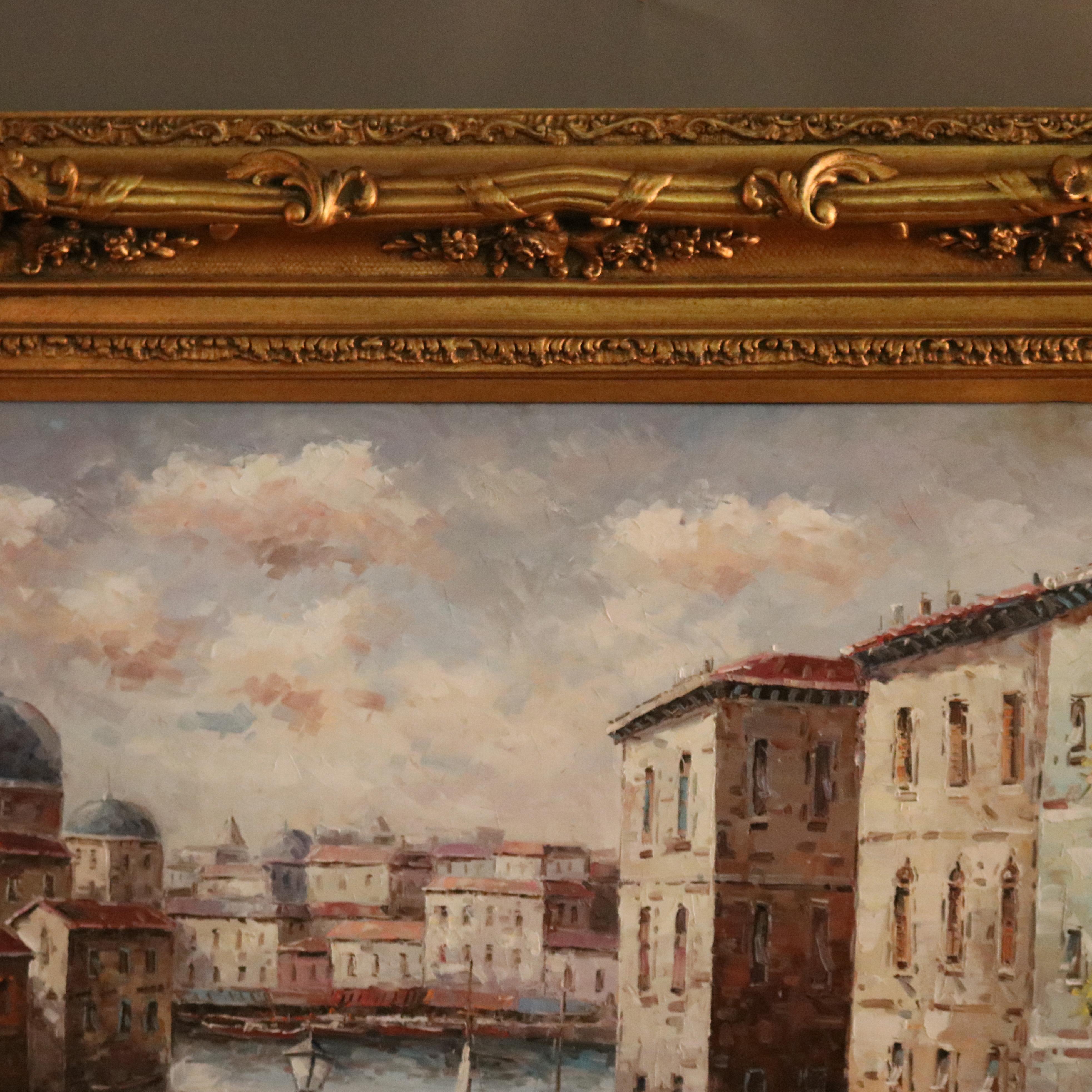 Monumental Italian Oil on Canvas Painting of Venice by Petrini, 20th C 2