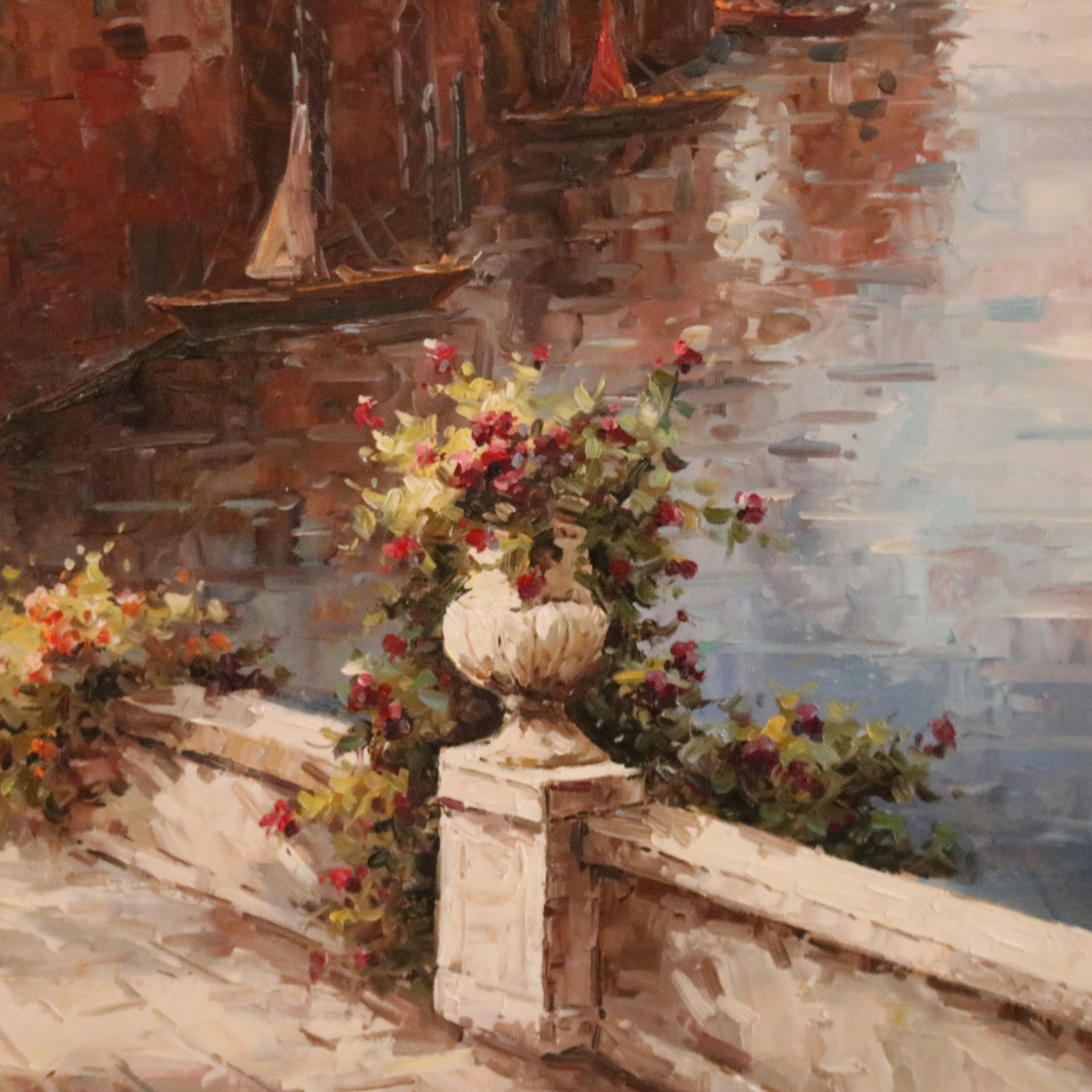 Monumental Italian Oil on Canvas Painting of Venice by Petrini, 20th C 5