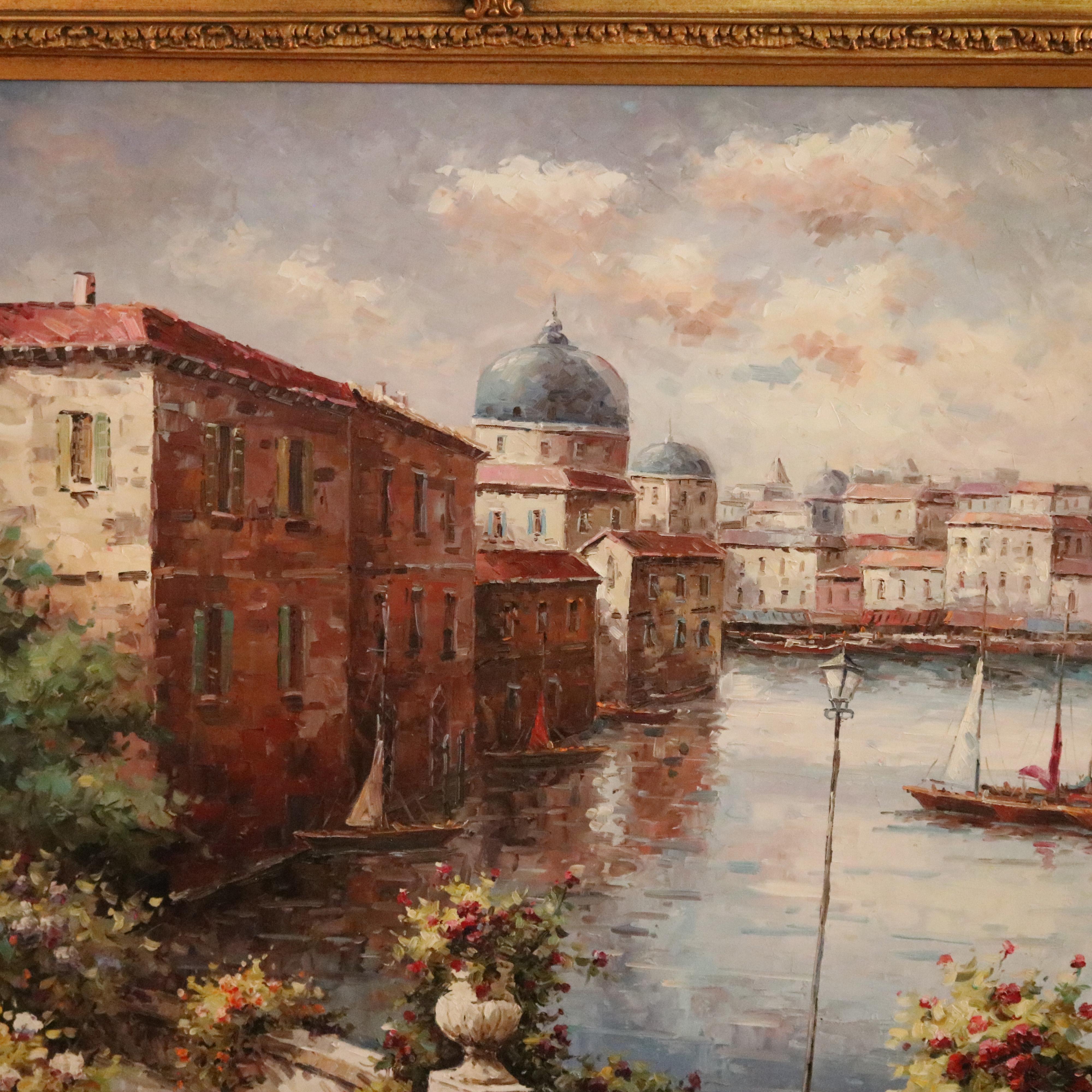 Monumental Italian Oil on Canvas Painting of Venice by Petrini, 20th C 6