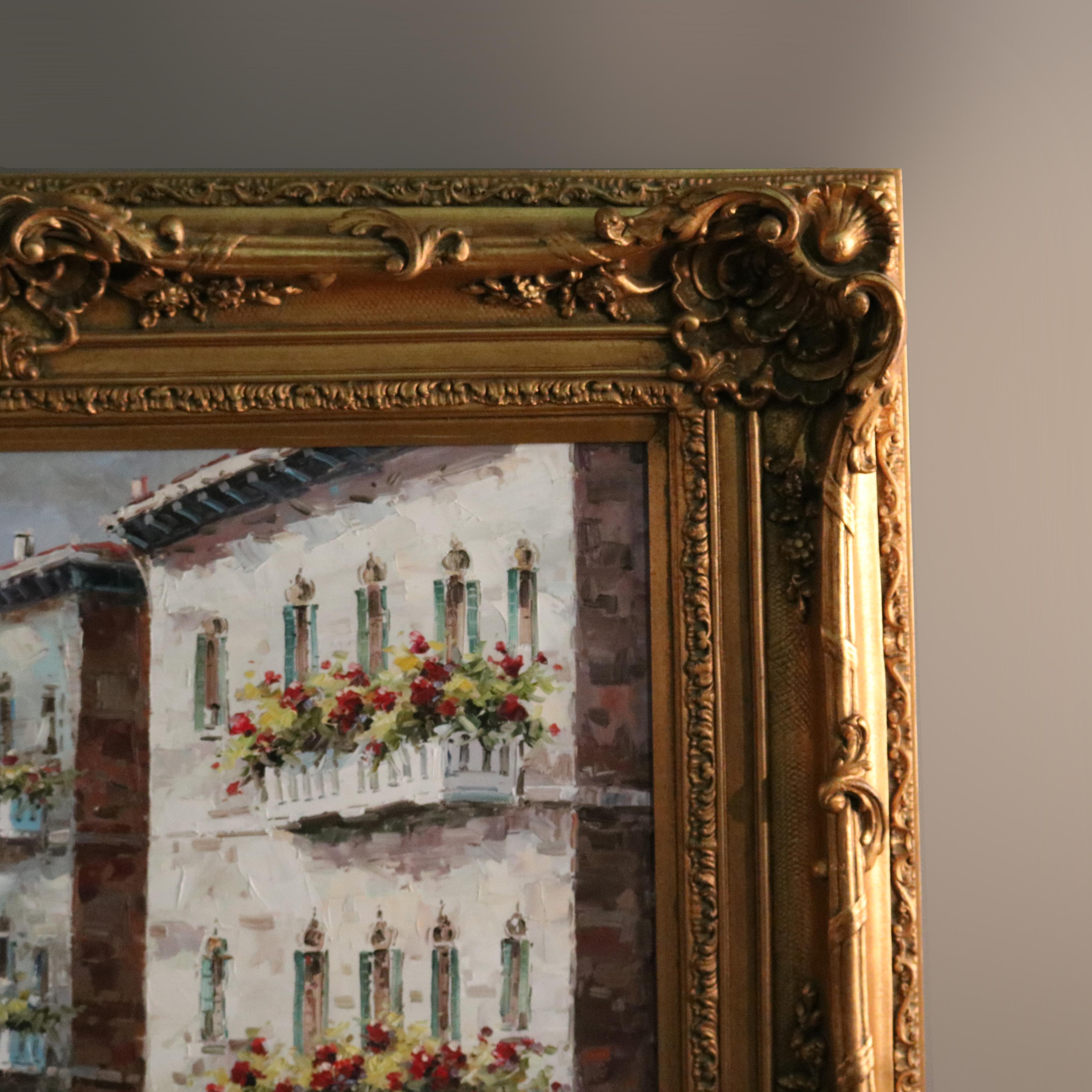 20th Century Monumental Italian Oil on Canvas Painting of Venice by Petrini, 20th C