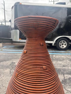 Monumental Italian Pencil Reed Bamboo Floor Vase