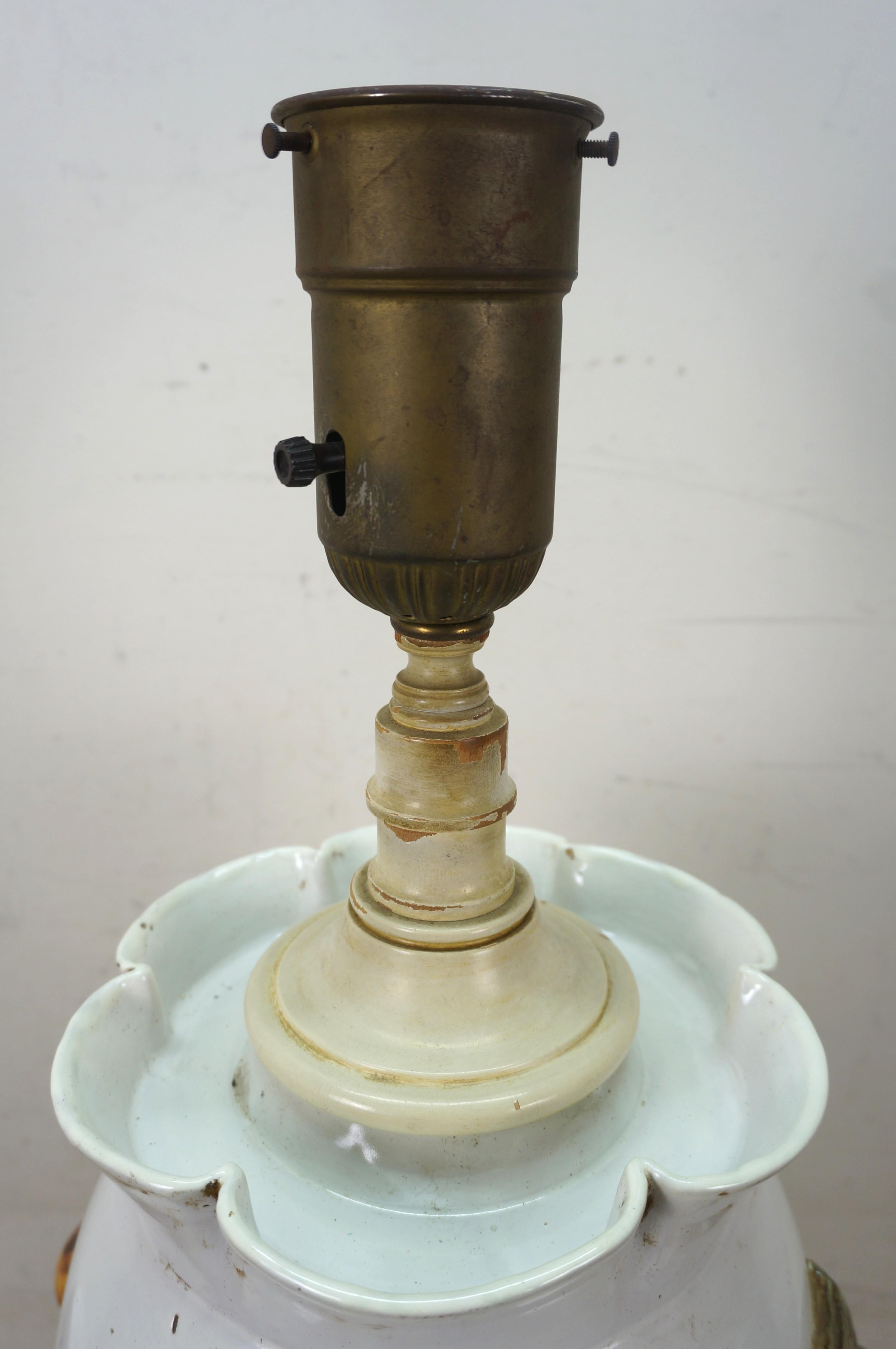 Monumental Urne en Porcelaine Italienne Lampe Torchère Abat-jour Fruit 39