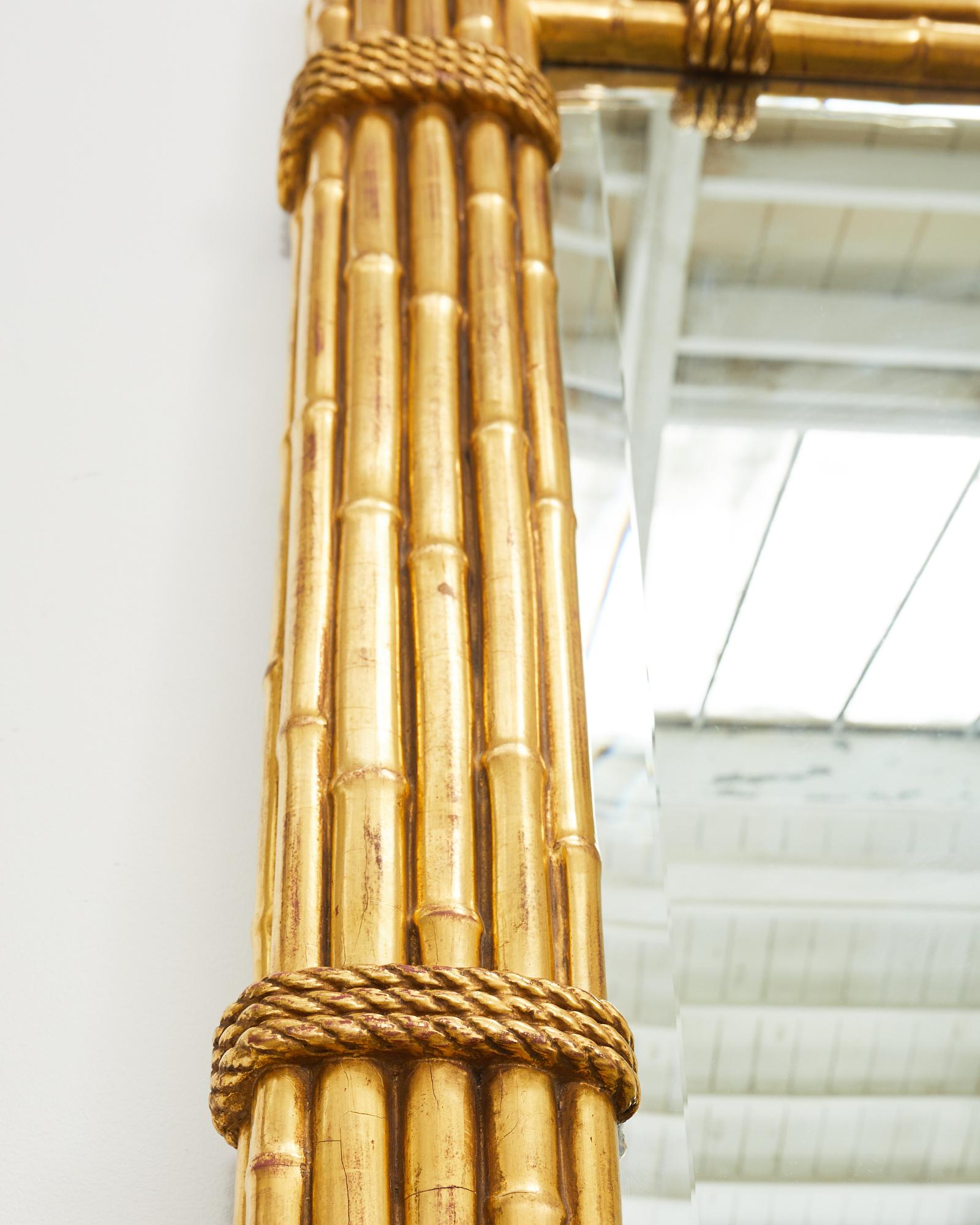 Monumentaler italienischer Regency-Stehspiegel aus vergoldetem Bambusimitat im Angebot 4