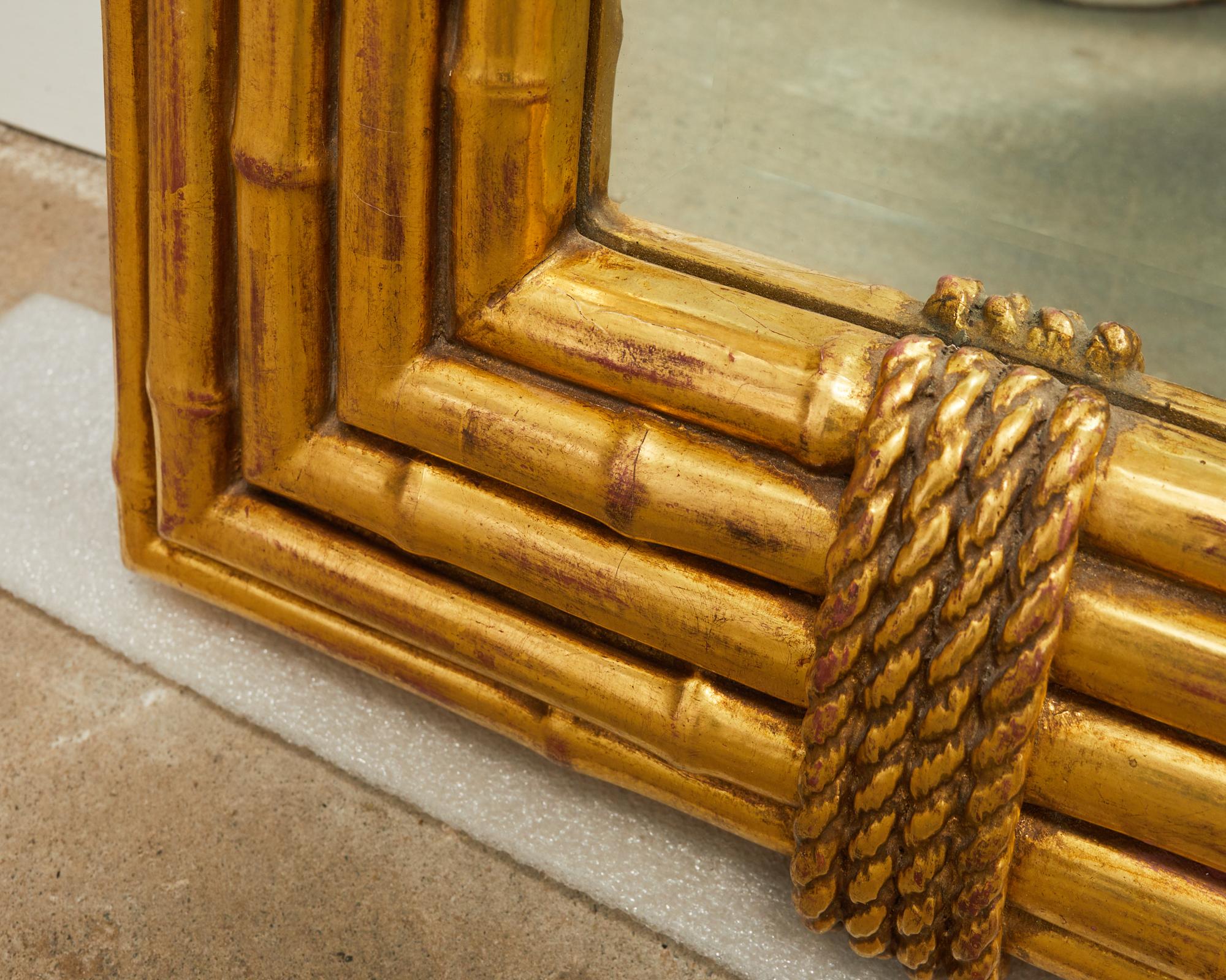Monumental Italian Regency Gilt Faux Bamboo Floor Mirror For Sale 7