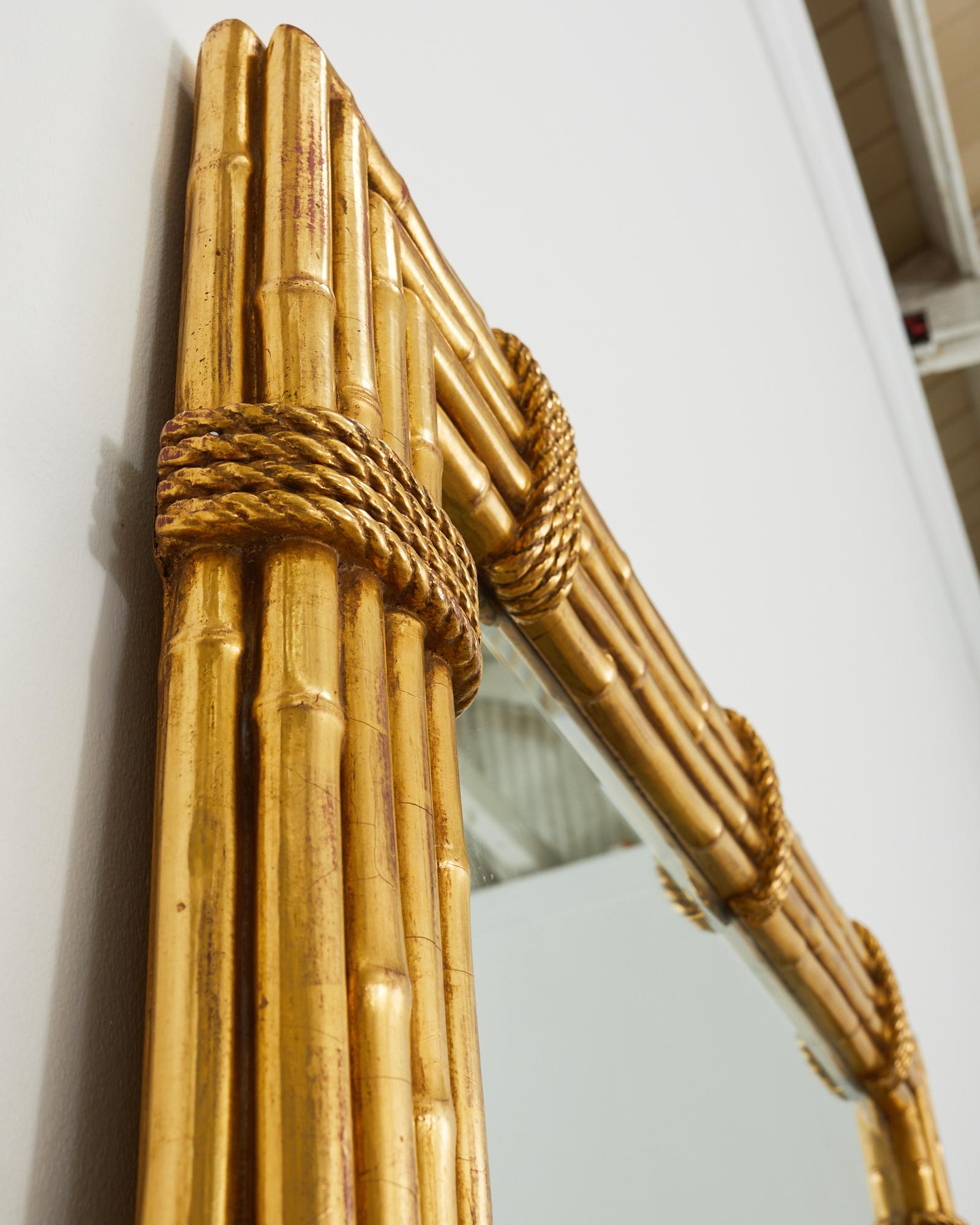 Monumental Italian Regency Gilt Faux Bamboo Floor Mirror For Sale 8