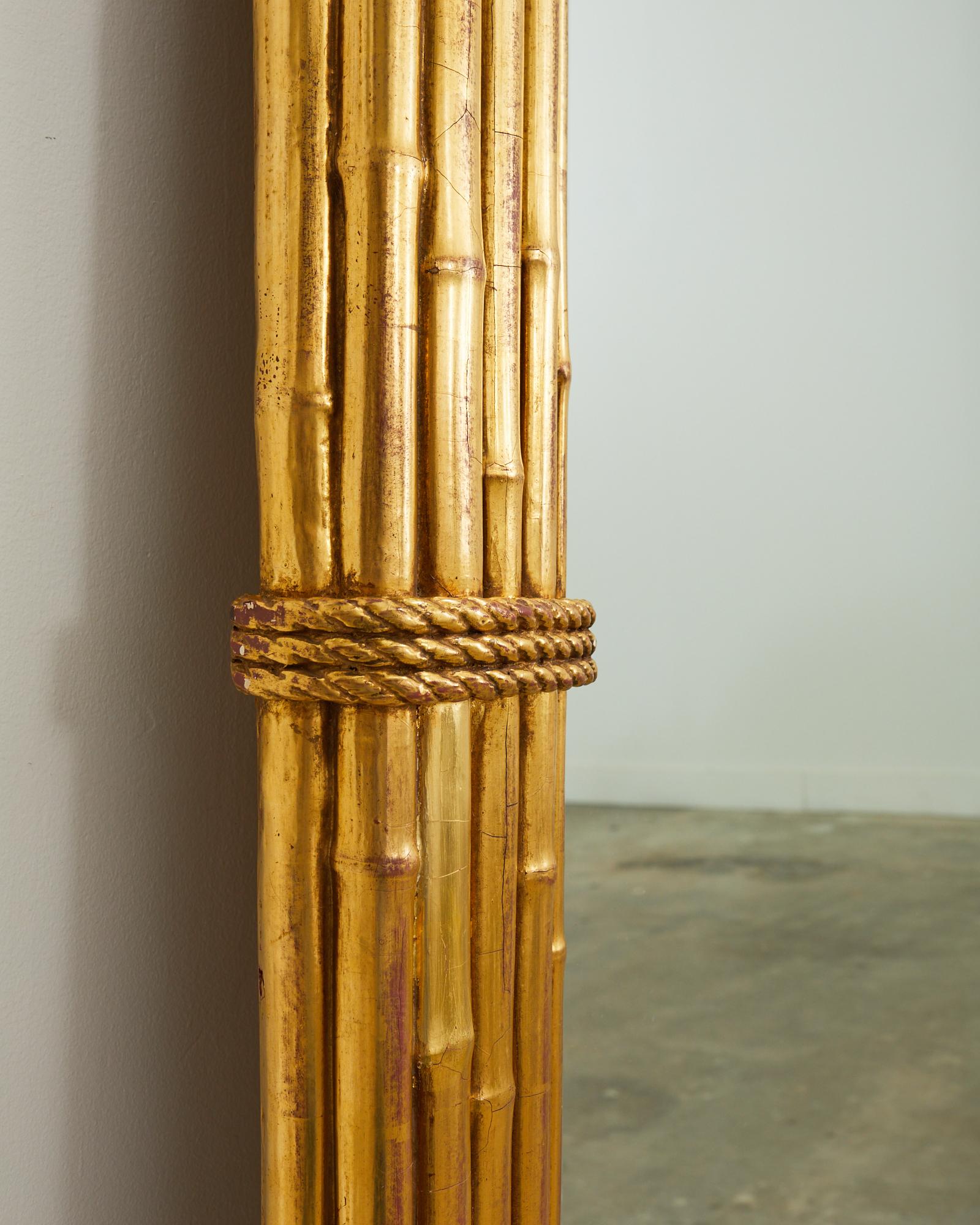 Monumental Italian Regency Gilt Faux Bamboo Floor Mirror For Sale 9