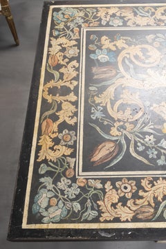 Monumental Italian Scagliola Dining Table on Carved Stone Scroll Bases