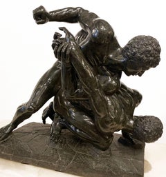 Monumental Italian Serpentine Marble Grand Tour "Uffizi Wrestlers"