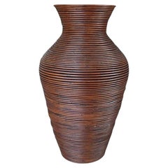 Monumental Italian Split Pencil Reed Bamboo Floor Vase after Gabriella Crespi