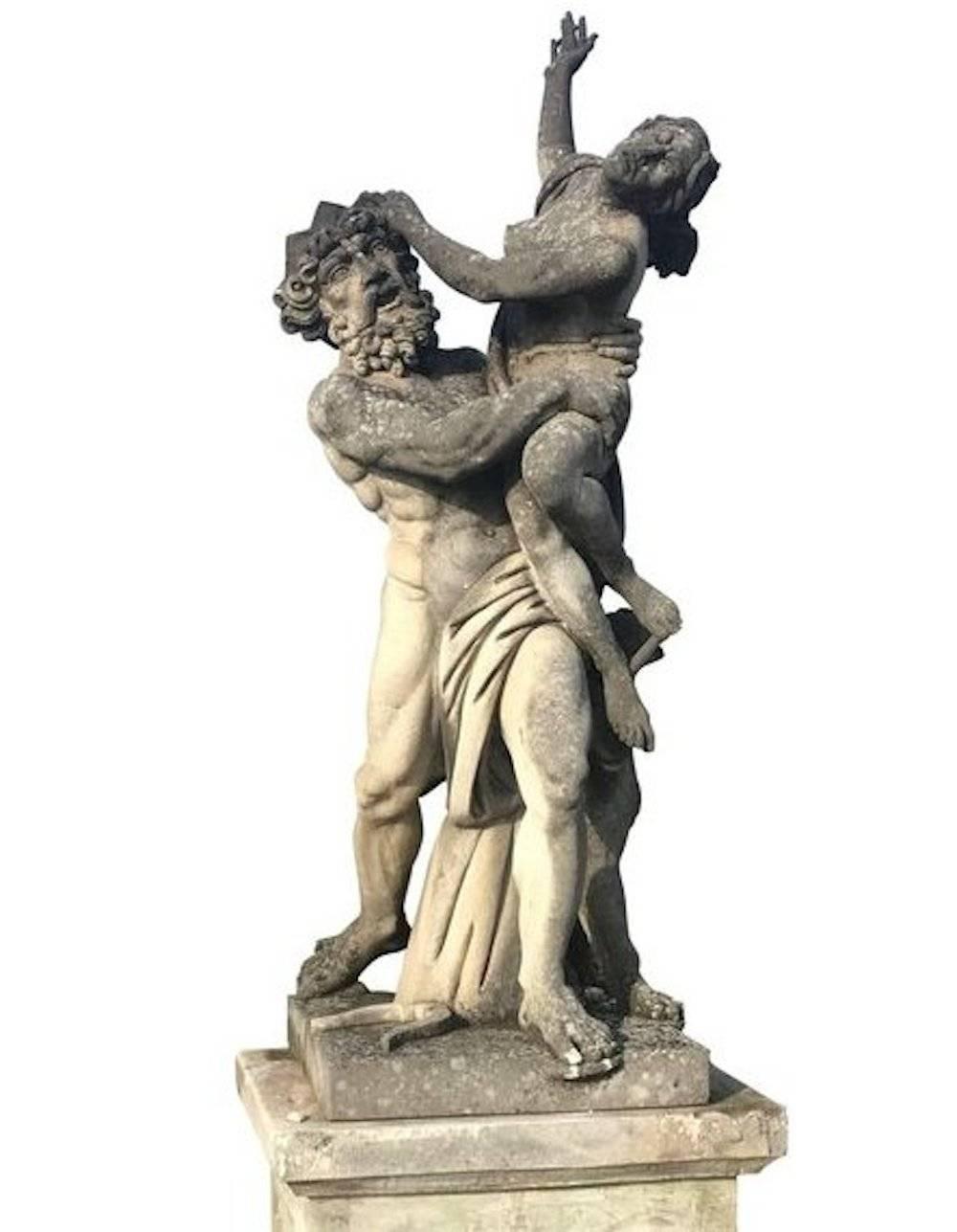 Monumental Italian Stone Sculptural Group of the Rape of Proserpina In Good Condition For Sale In Rome, IT