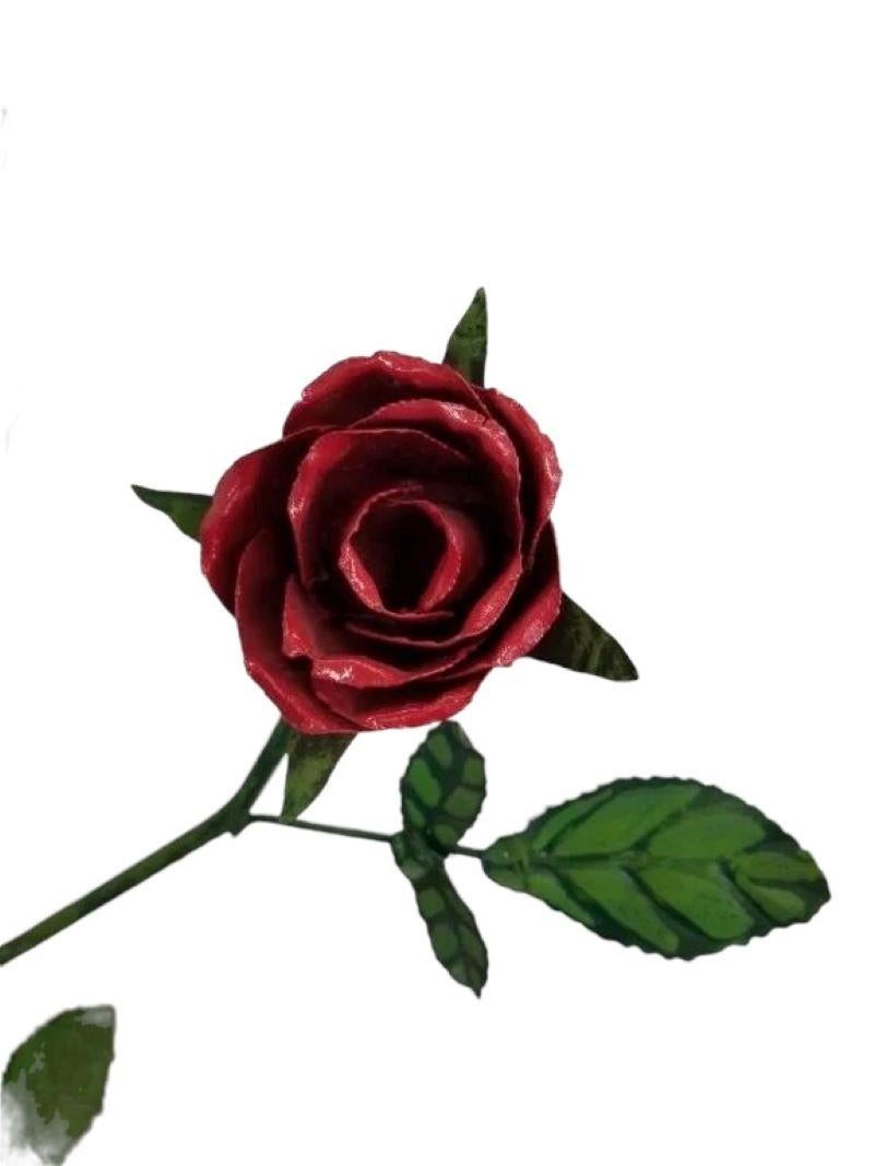 Monumental Italian Tole Metal Rose Garden Ornament In Fair Condition In Pasadena, CA