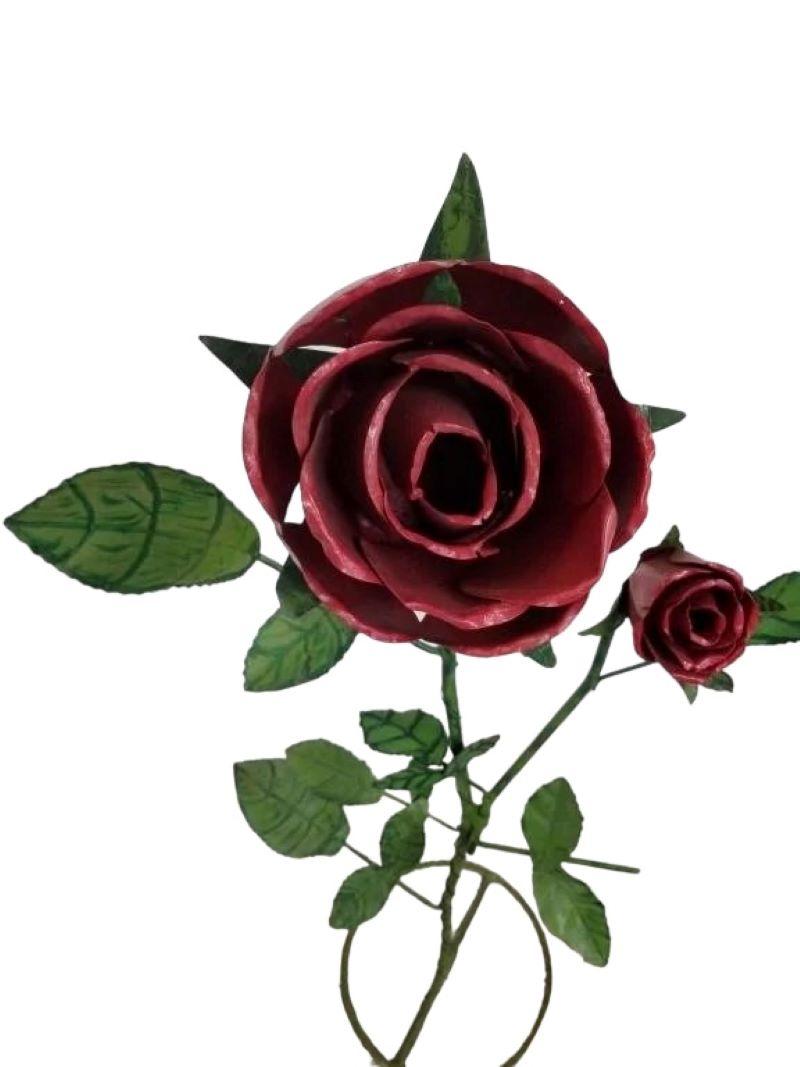 20th Century Monumental Italian Tole Metal Rose Garden Ornament