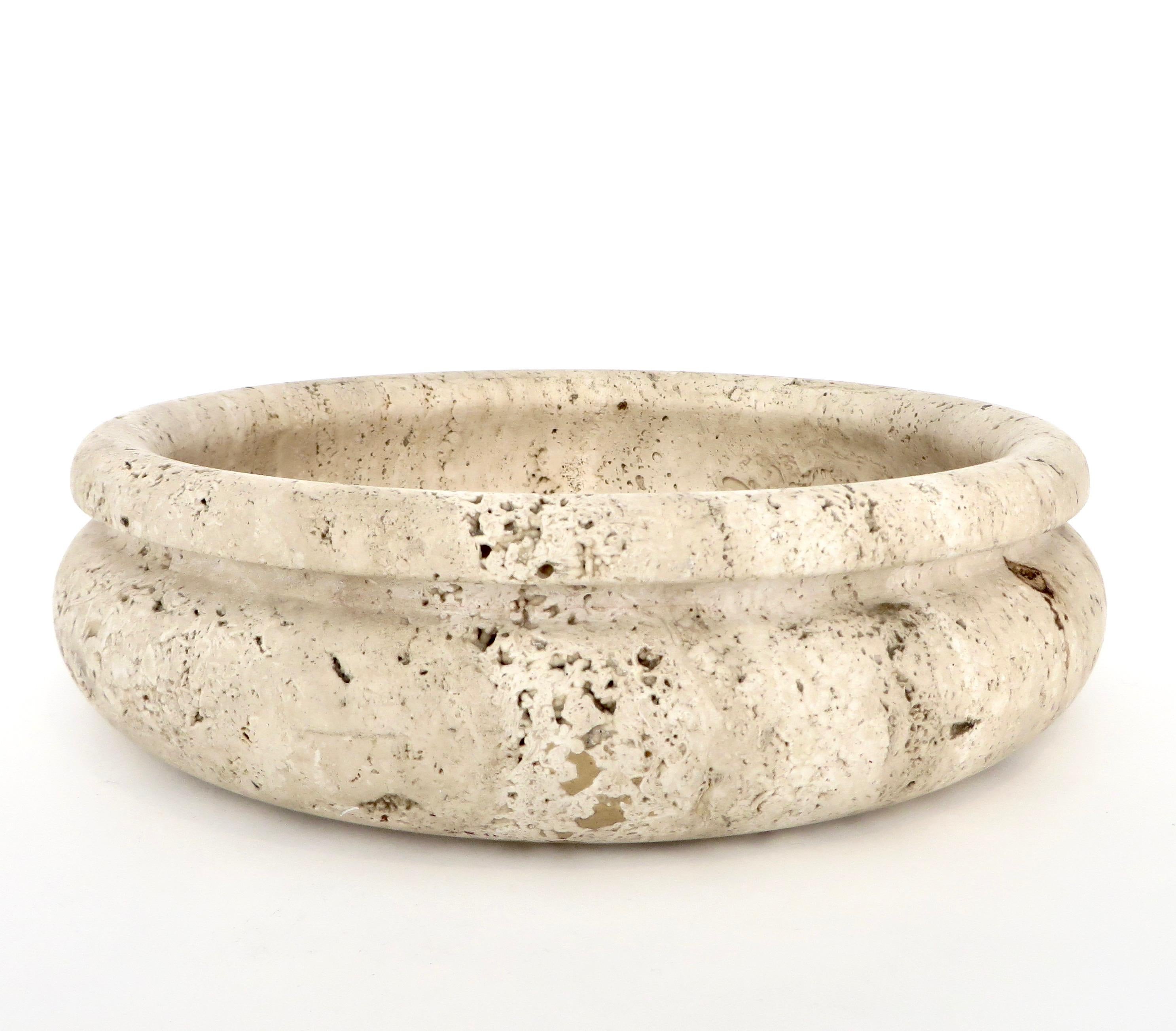Late 20th Century Monumental Italian Travertine Marble Bowl or Dish for Up & Up Di Rosa and Giusti