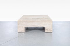 Monumental Italian Travertine Coffee Table