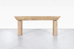 Monumental Italian Travertine Console Table, 2 Available