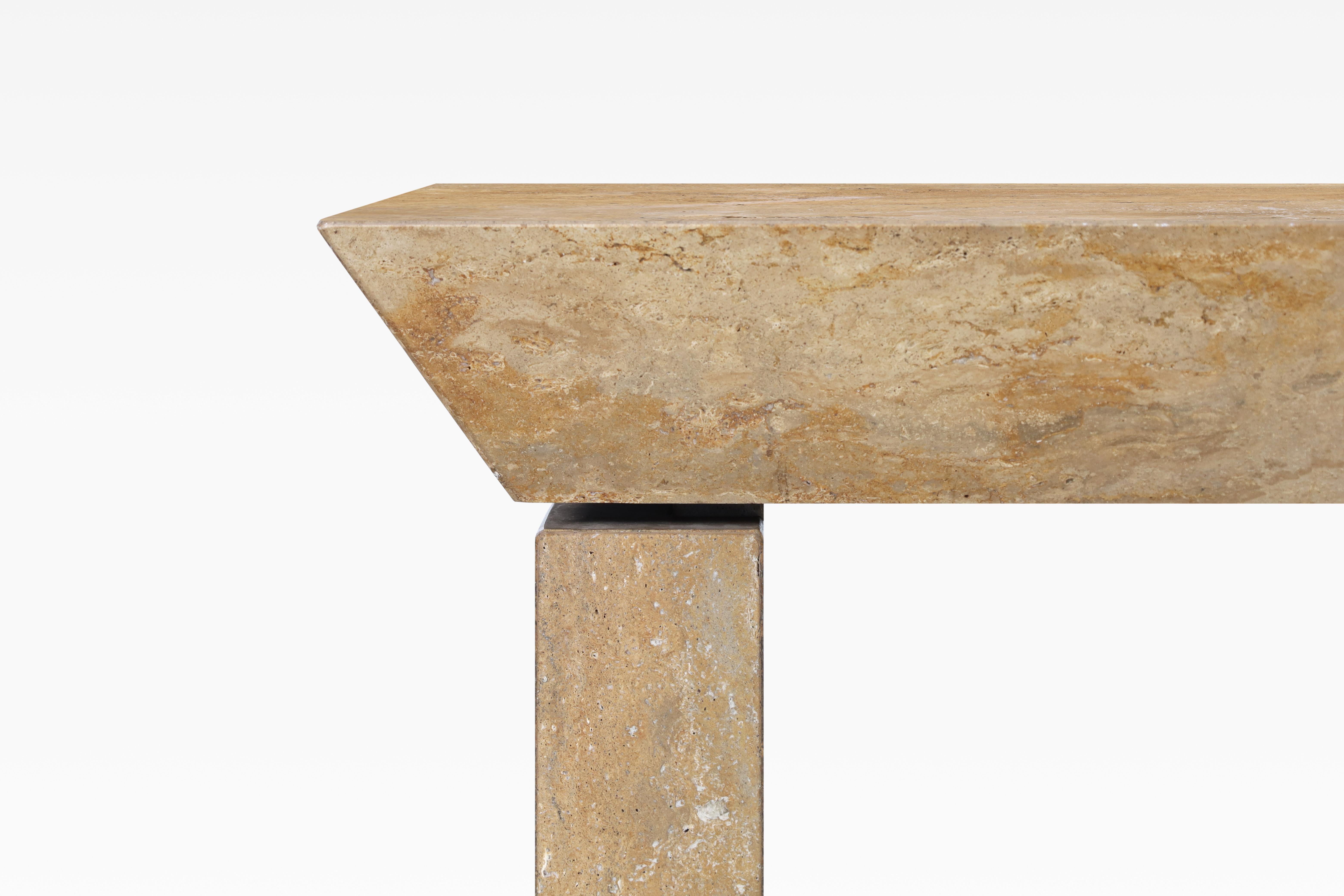 Mid-Century Modern Monumental Italian Travertine Console Table, 2 Available For Sale