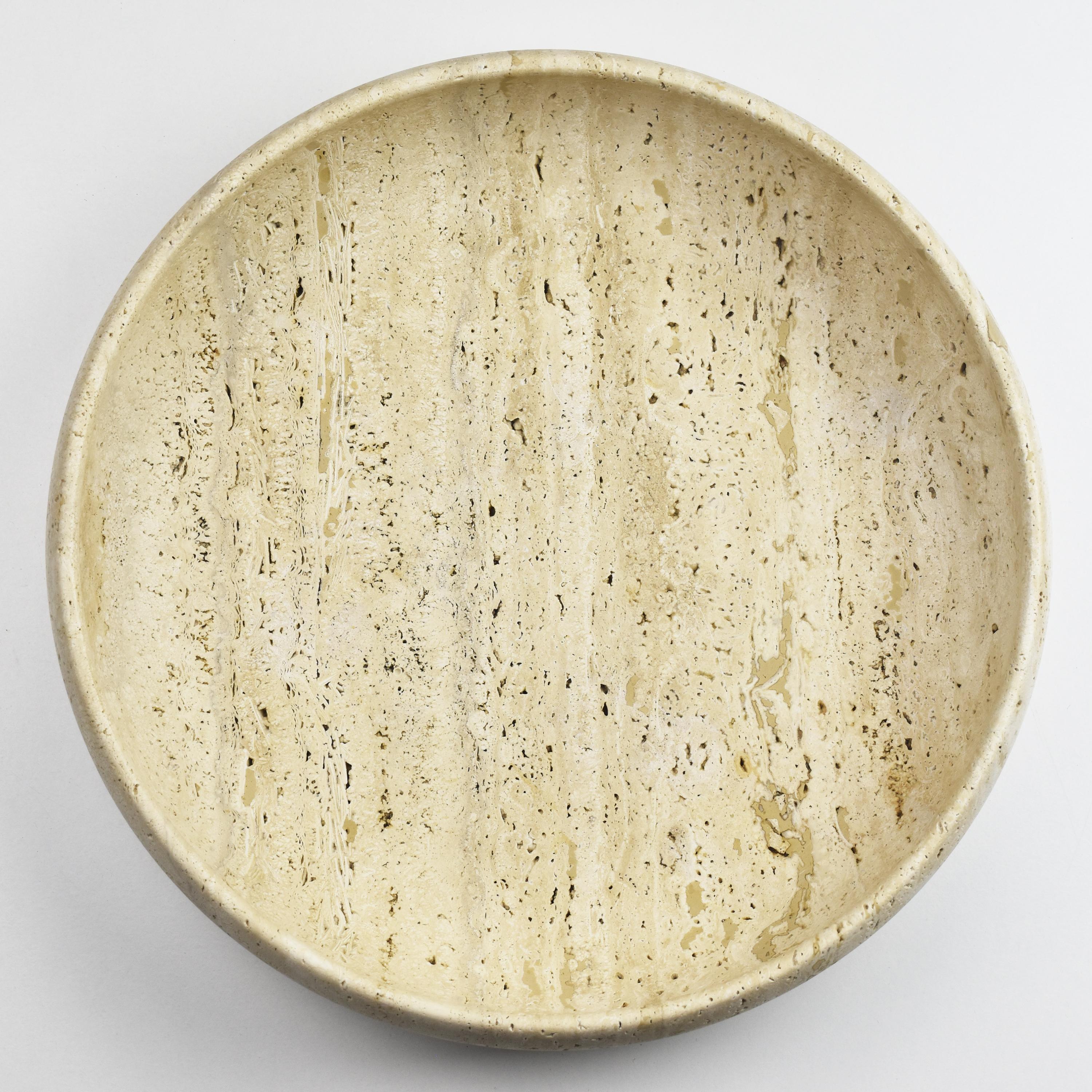 Turned Monumental Italian Travertine Marble Bowl Centerpiece Up & Up Di Rosa & Giusti For Sale
