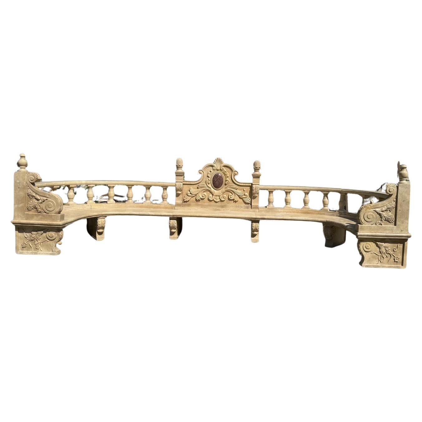 Monumentale italienische Travertin-Marmor-Gartenbank, 5 Meter lang im Angebot