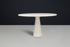 Monumental Italian Travertine Round Dining Table with Cone Base, 1970s