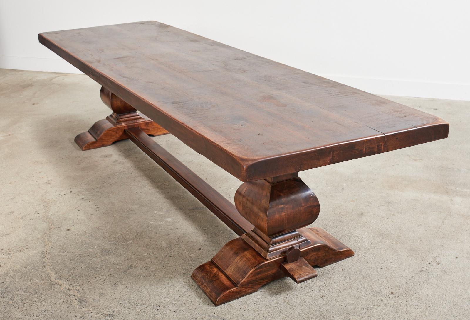 Monumental Italian Walnut Monastery Style Trestle Dining Table 13