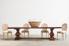 Monumental Italian Walnut Monastery Style Trestle Dining Table