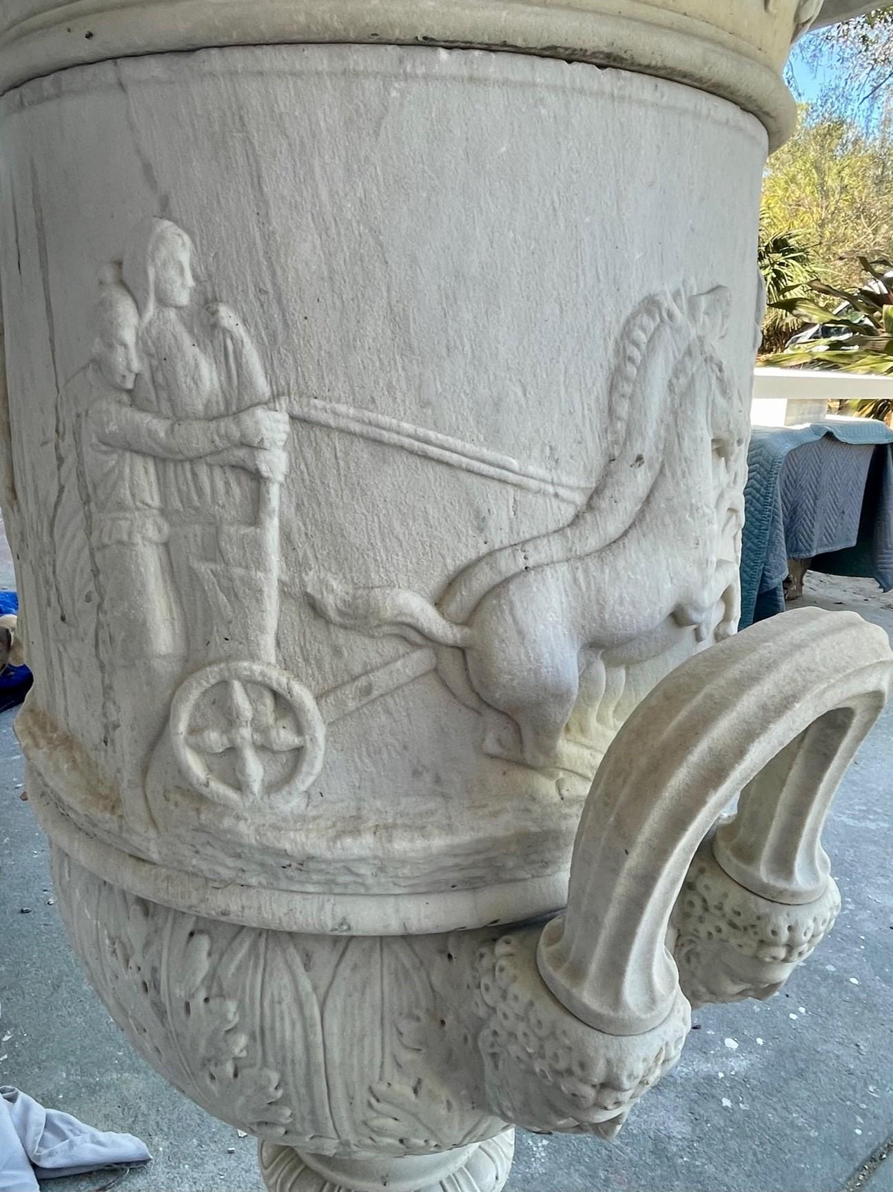Monumental Italian White Marble Copy of the Medici Urn. Early 20th Century. For Sale 9
