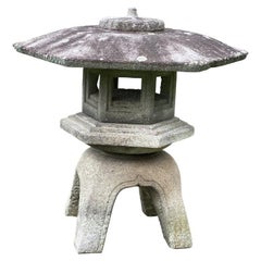 Vintage Monumental Japanese Carved Granite Pagoda Form Garden Lantern Yukimi Gata Ishid