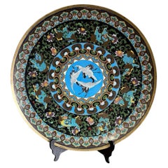 Monumentale caricatore di gru giapponese in smalto cloisonne attribuito a Hayashi Kodenji