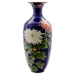 Monumental Japanese Cloisonné Enamel Vase with Chrysanthemums, Gotō Seizaburō