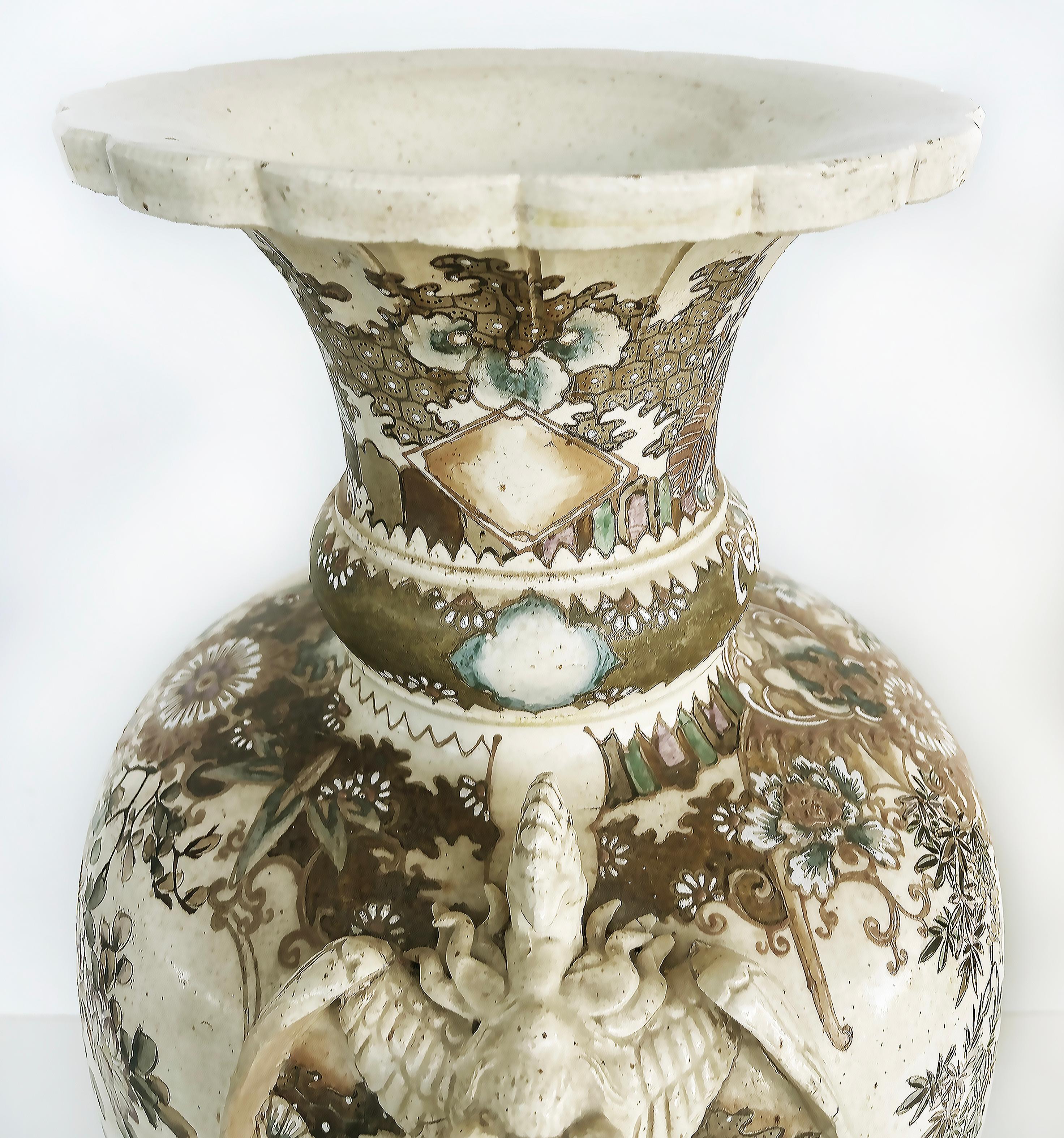 Gilt Monumental Japanese Satsuma Vases Artist Signed, An Impressive Pair Estate Fresh For Sale