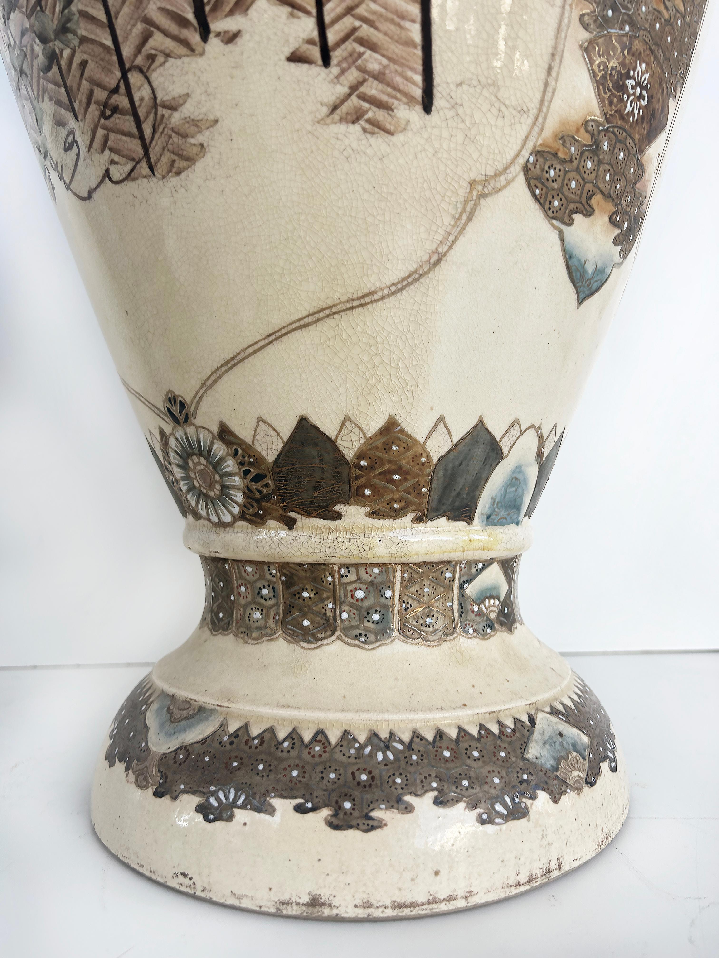 Porcelain Monumental Japanese Satsuma Vases Artist Signed, An Impressive Pair Estate Fresh