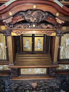 Monumental Japanese Shibayama & Lacquer Shrine Cabinet, Meiji period