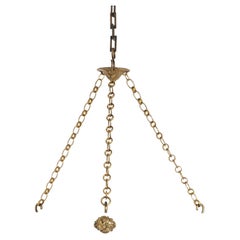 Monumental Jefferson Moonstone Art Nouveau Plafonnier With Brass Fixtures