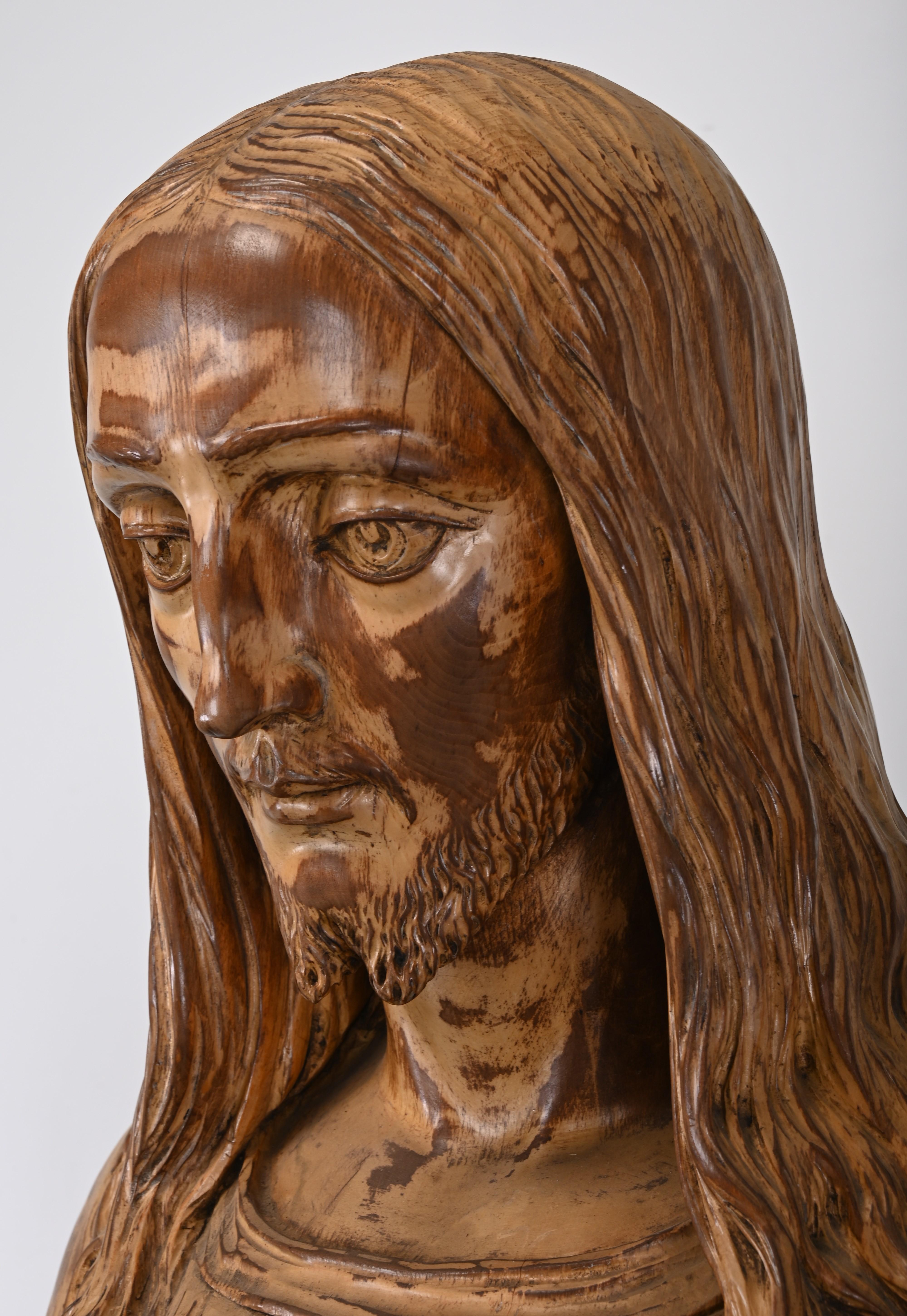 Monumental Jesus and Virgin Mary Folk Art Sculptures from the Jesuit Center For Sale 2