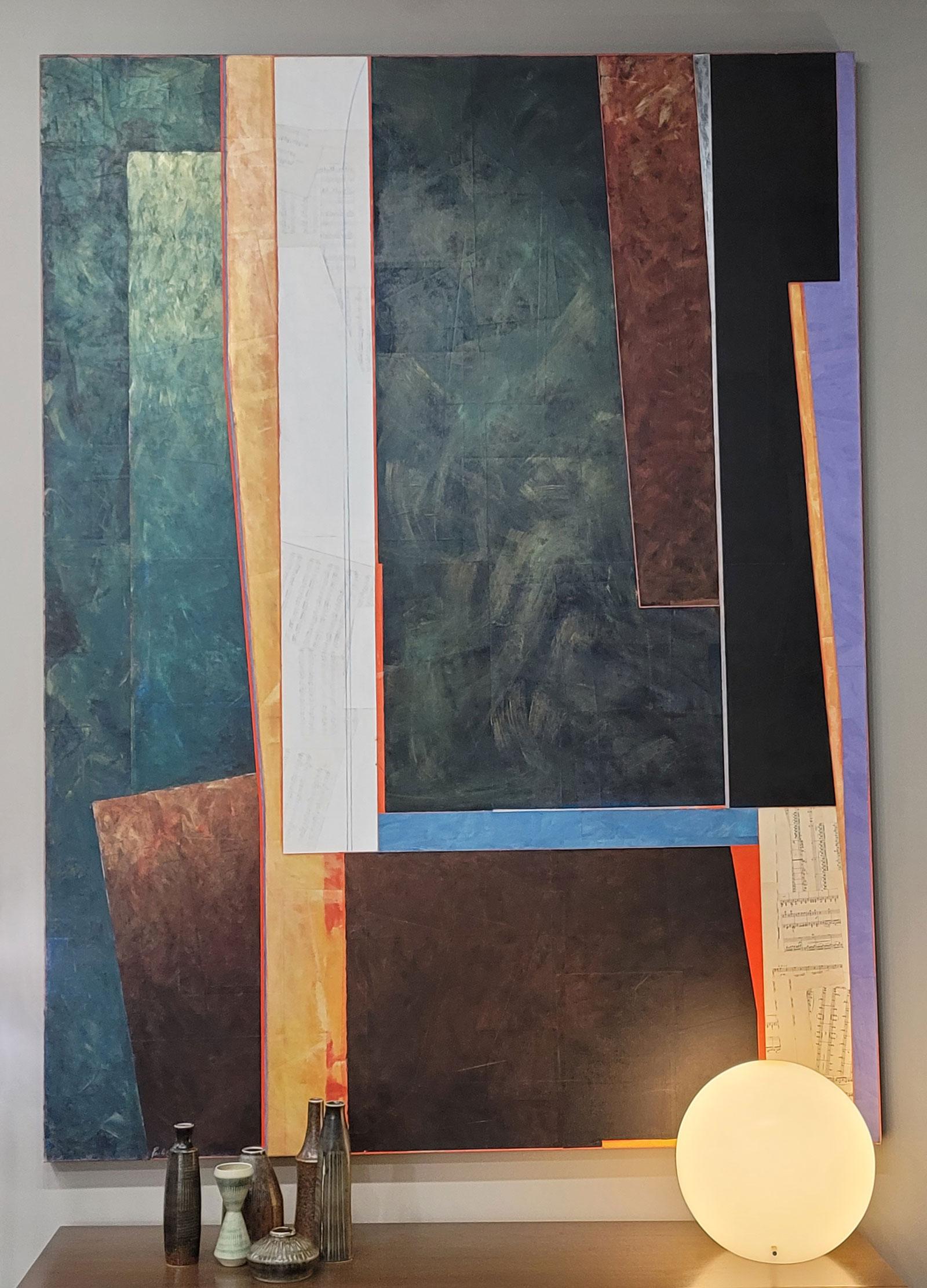 Técnica mixta de gran tamaño del artista tejano John Pavlicek. Firmado y fechado. 1988. 

Siguiendo la tradición de Kurt Schwitters y Georges Braque, el Sr. Pavlicek continúa la exploración de la técnica y las posibilidades que ofrece el collage. El