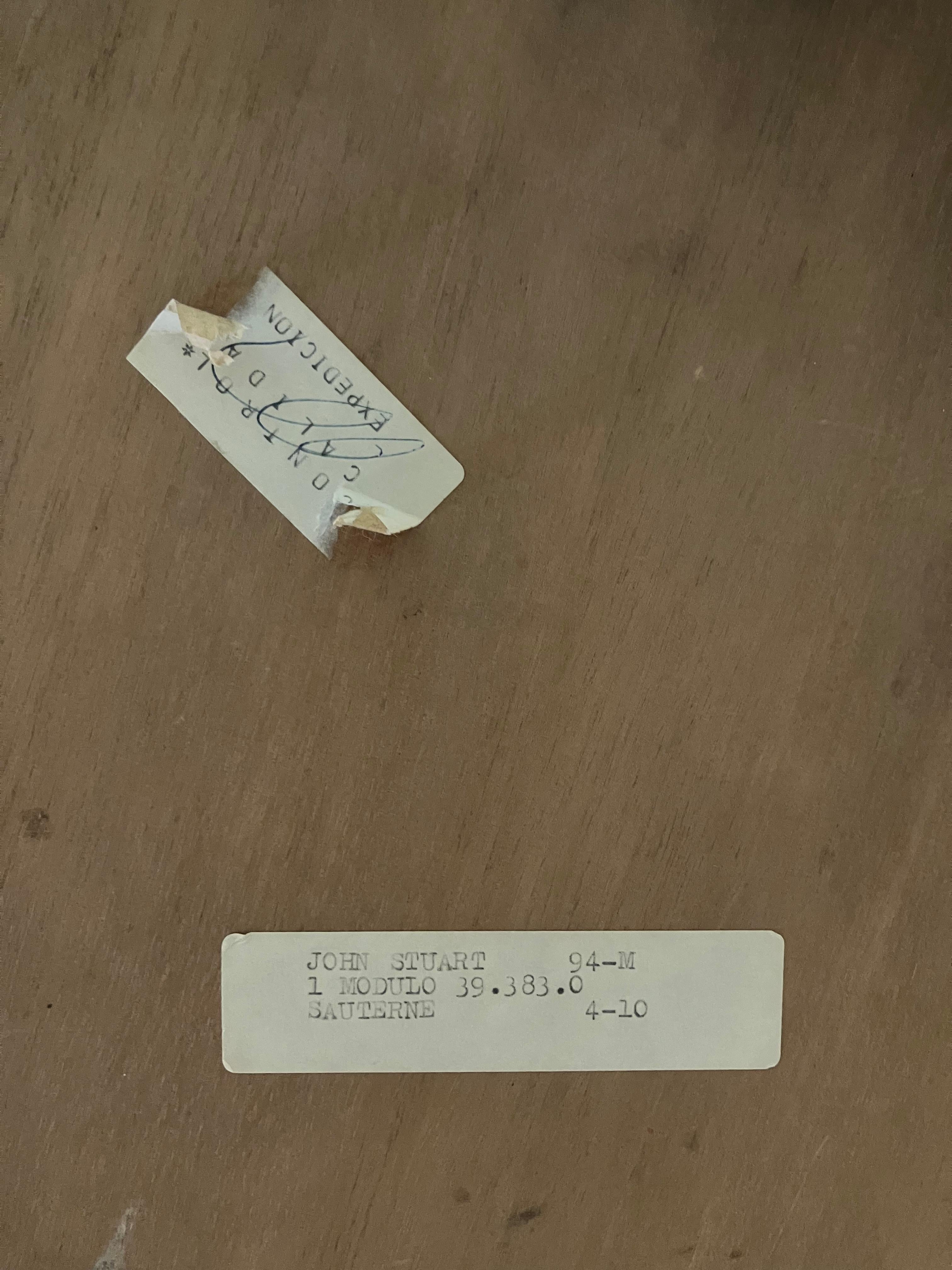 Monumentale table de salle à manger vintage John Stuart en bois de ronce à 2 feuilles en vente 11