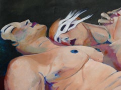 Monumental Jose Mario Ansalone "Lovers" Oil Painting on Canvas, Argentine Artist