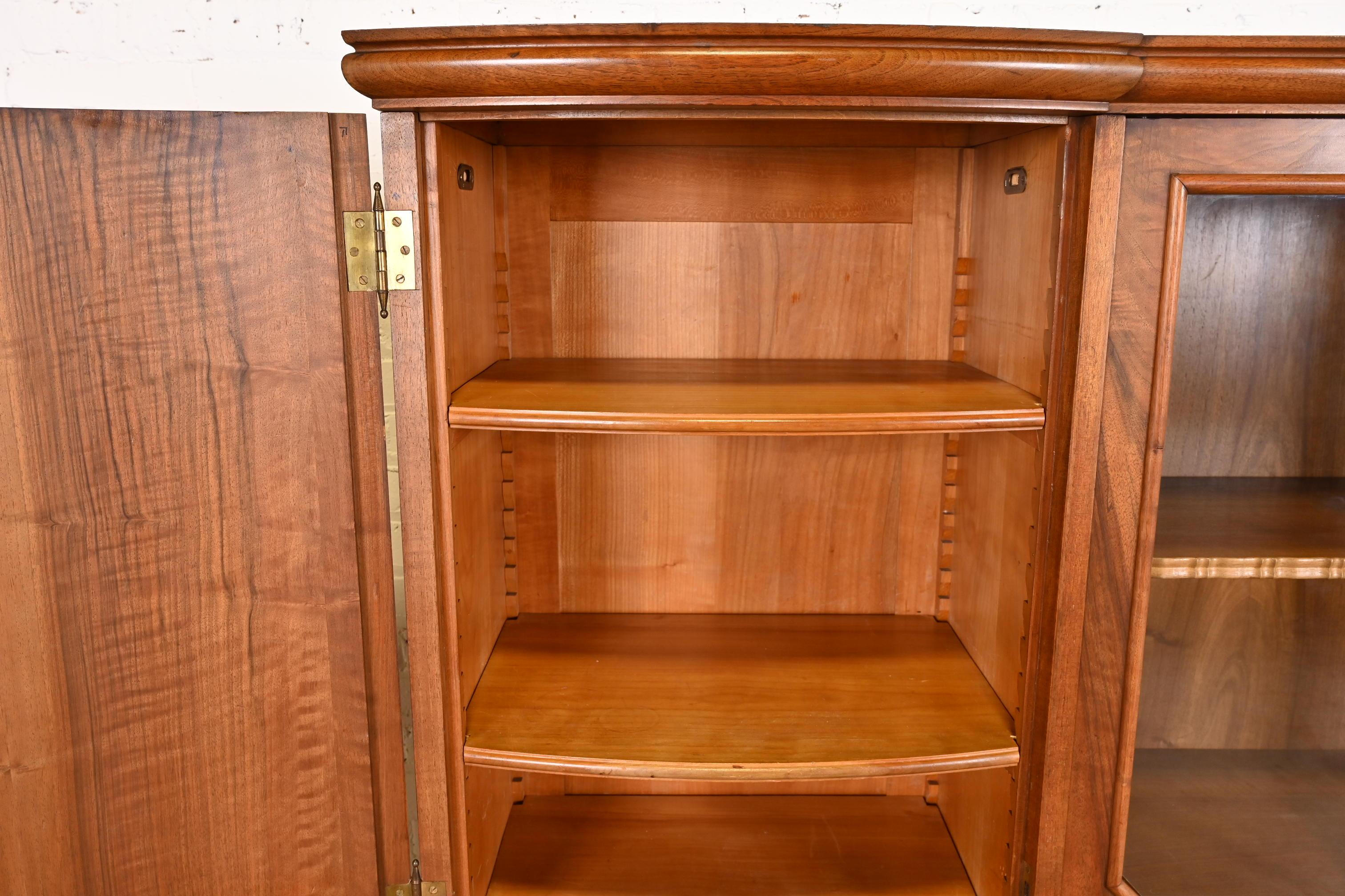 Monumental Jules Leleu Style French Art Deco Burled Walnut Bookcase Cabinet 6