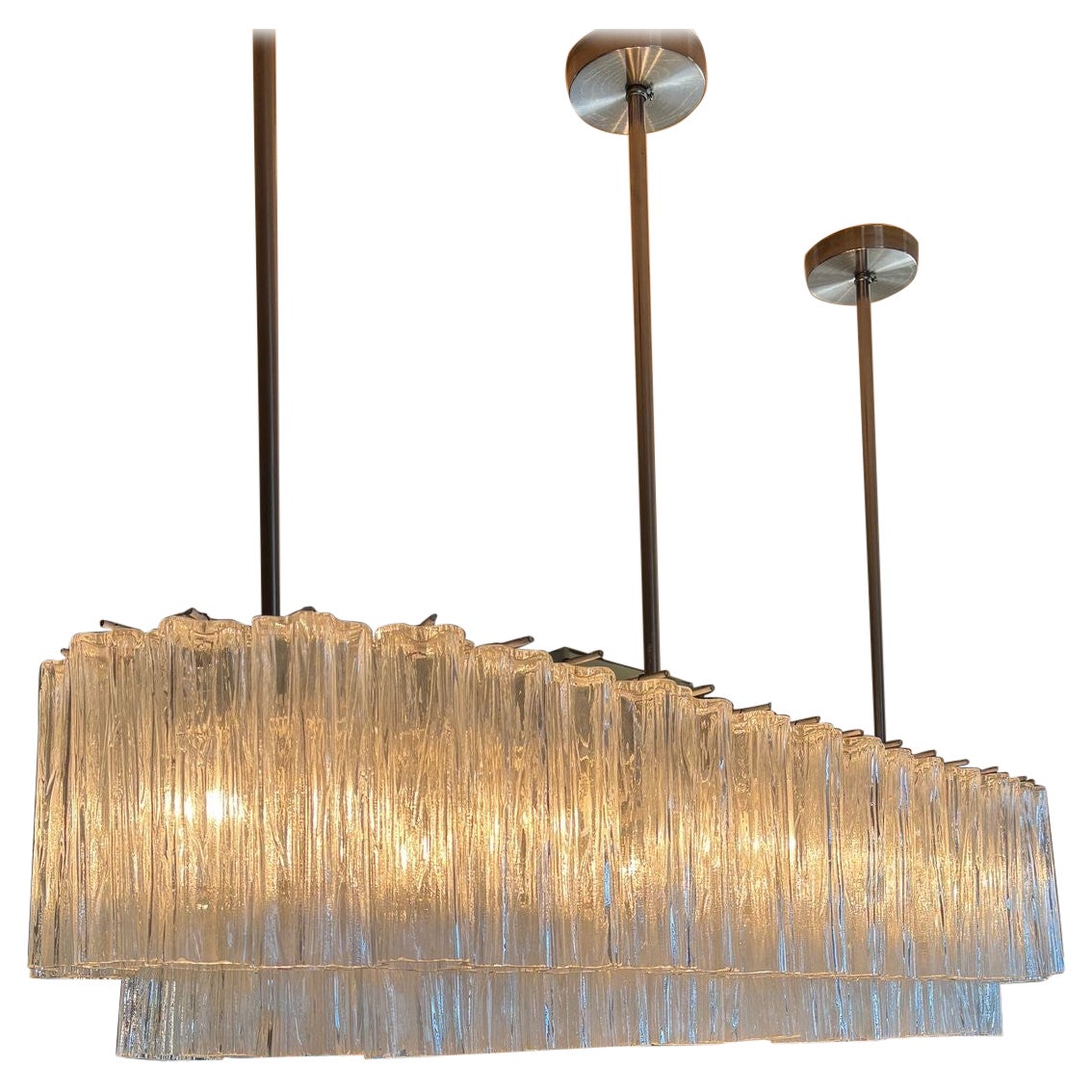 Monumentale lampadario a tubo Tronchi in vetro di Murano Kalmar, metà del secolo scorso in vendita