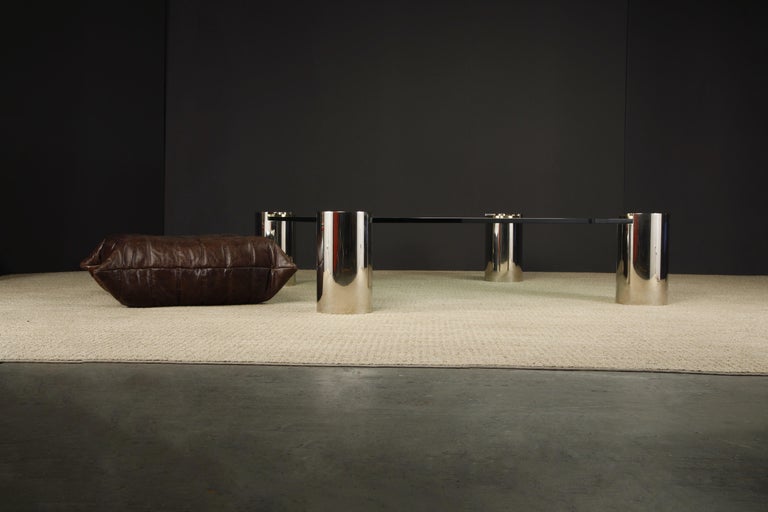 Monumental Karl Springer Chrome and Brass 'Sculpture' Cocktail Table