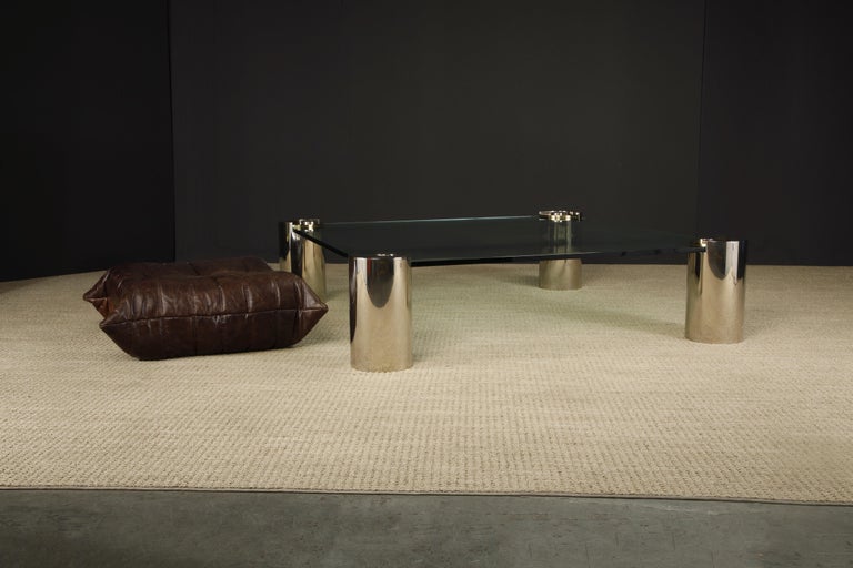 Monumental Karl Springer Chrome and Brass 'Sculpture' Cocktail Table