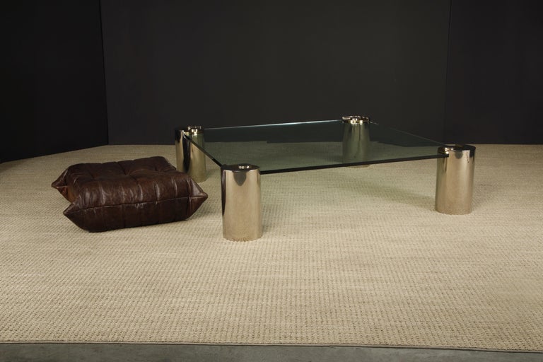 Monumental Karl Springer Chrome and Brass 'Sculpture' Cocktail Table