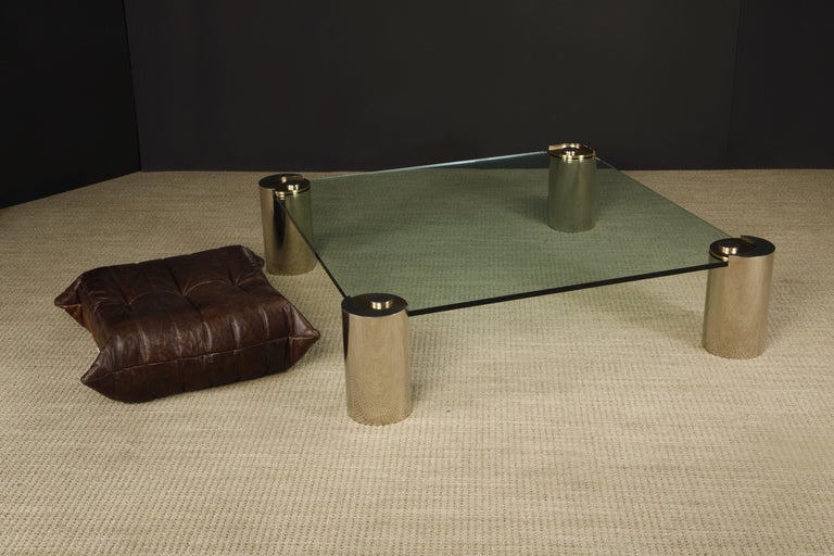 Monumental Karl Springer Chrome and Brass 'Sculpture' Cocktail Table