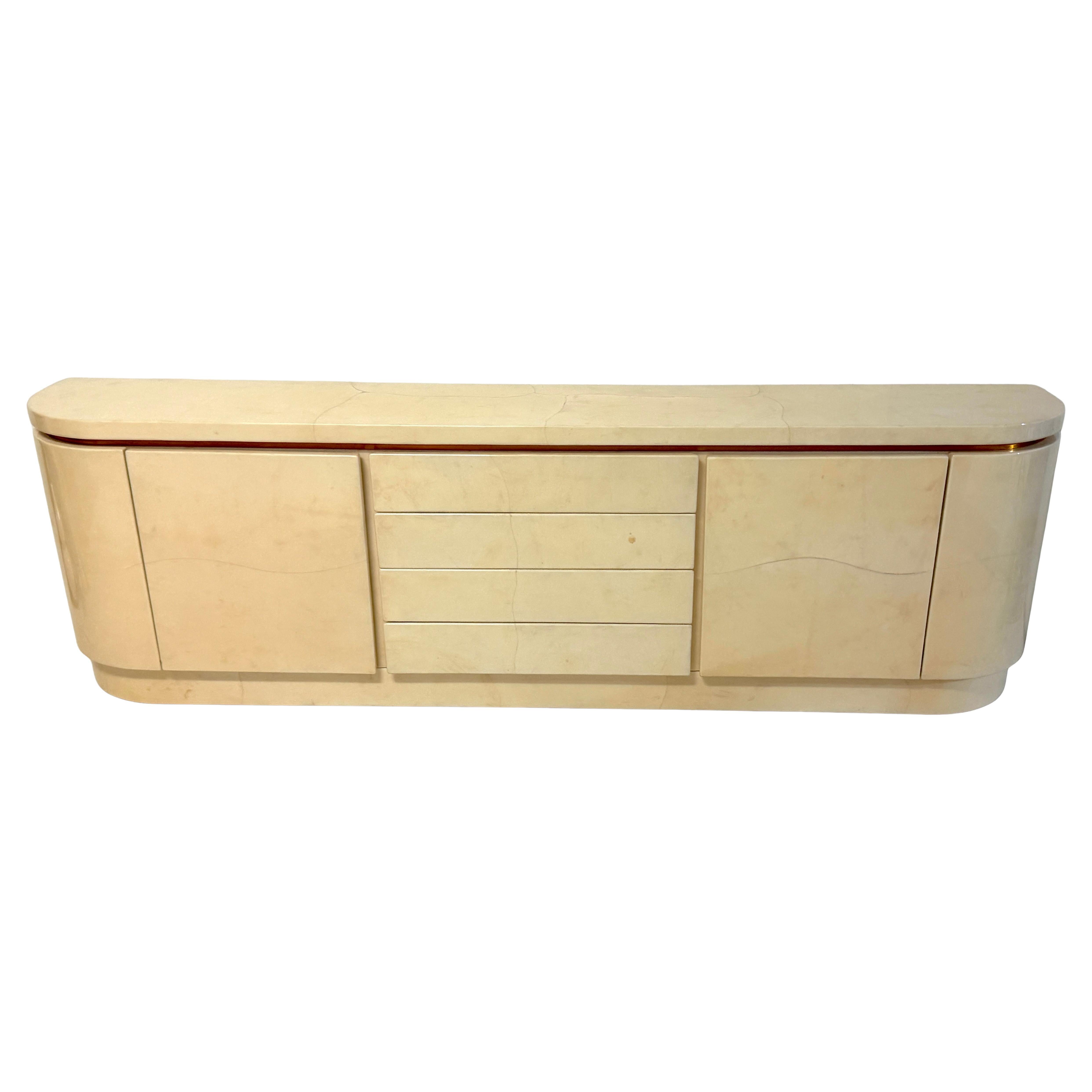 Monumental Karl Springer Goatskin Lacquer Credenza / Sideboard