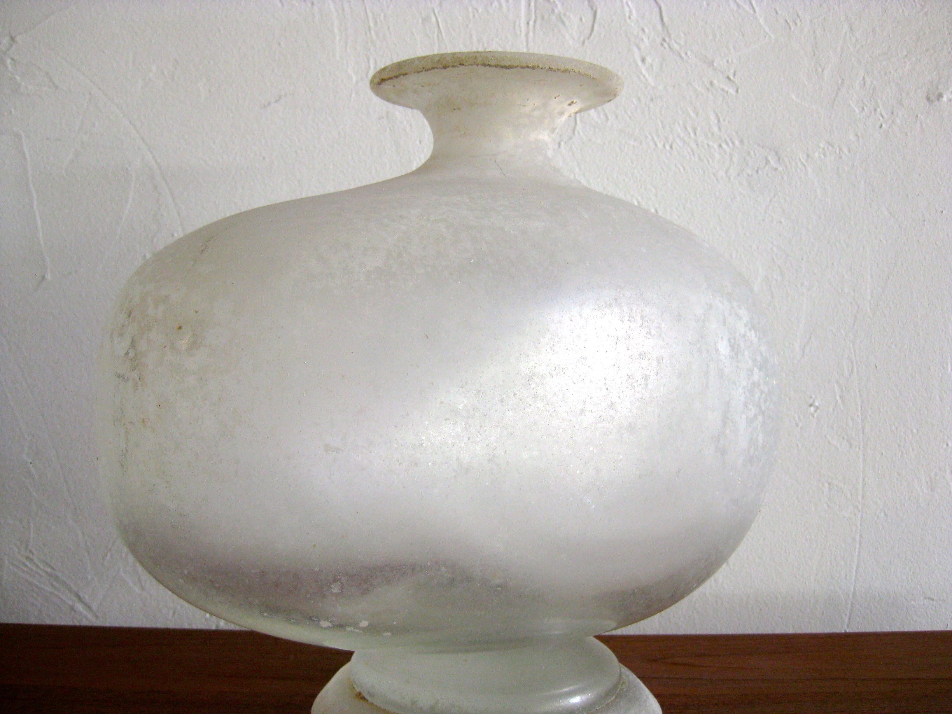 Monumental Karl Springer Scavo Glass for Seguso Murano Vase circa 1970s Signed 1