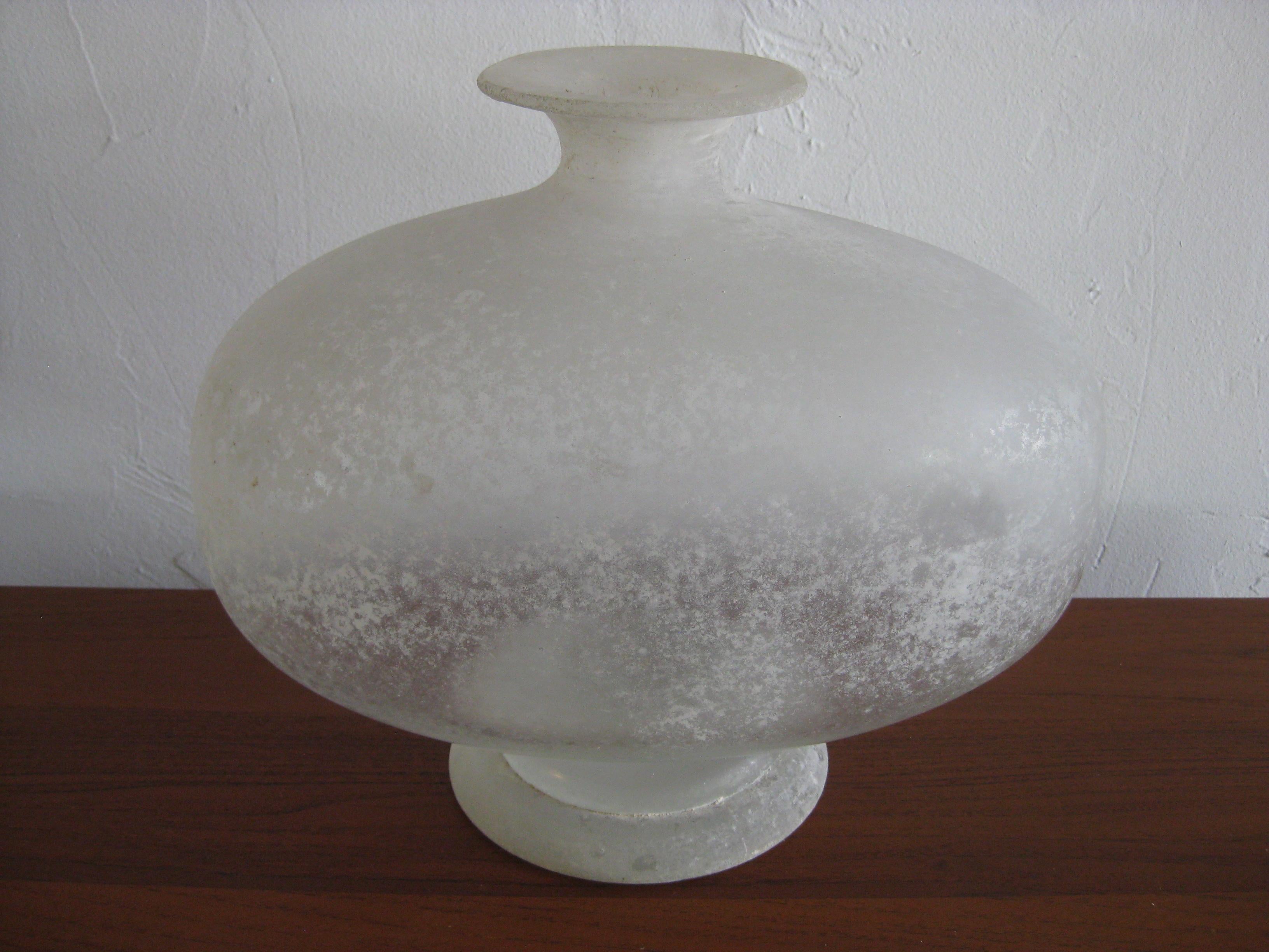 Monumental Karl Springer Scavo Glass for Seguso Murano Vase circa 1970s Signed 3