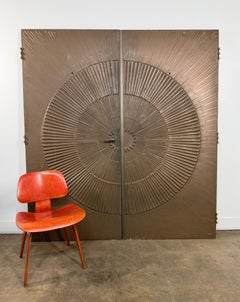 Monumental Kaylien Lustr-Metl Bronze Sunburst Double Doors, circa 1970s