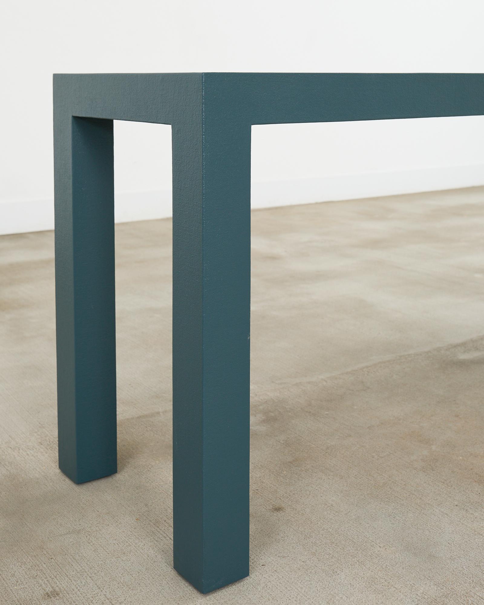 Monumental Lacquered Grasscloth Parsons Console Table 9 Ft. For Sale 5