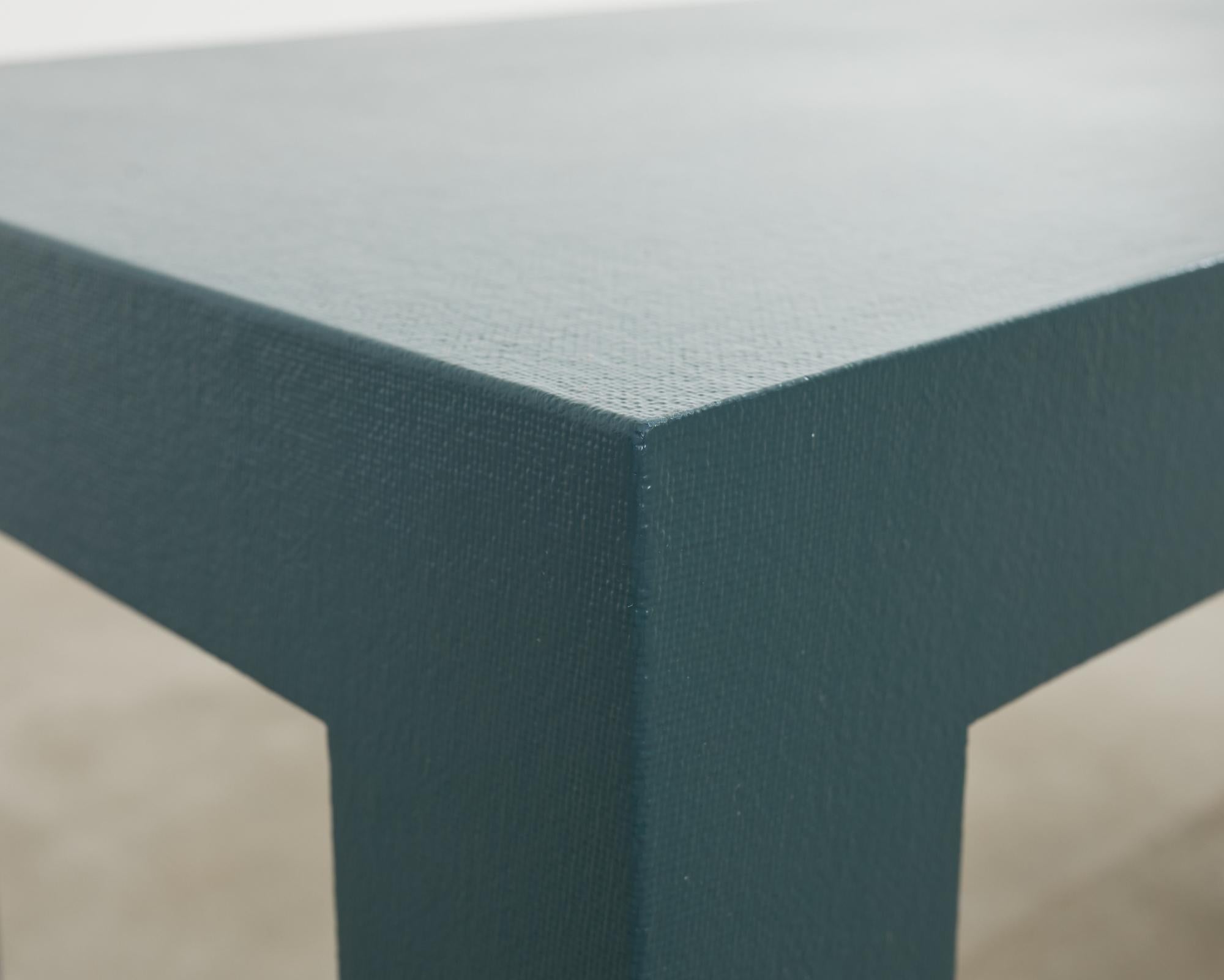 Monumental Lacquered Grasscloth Parsons Console Table 9 Ft. For Sale 6